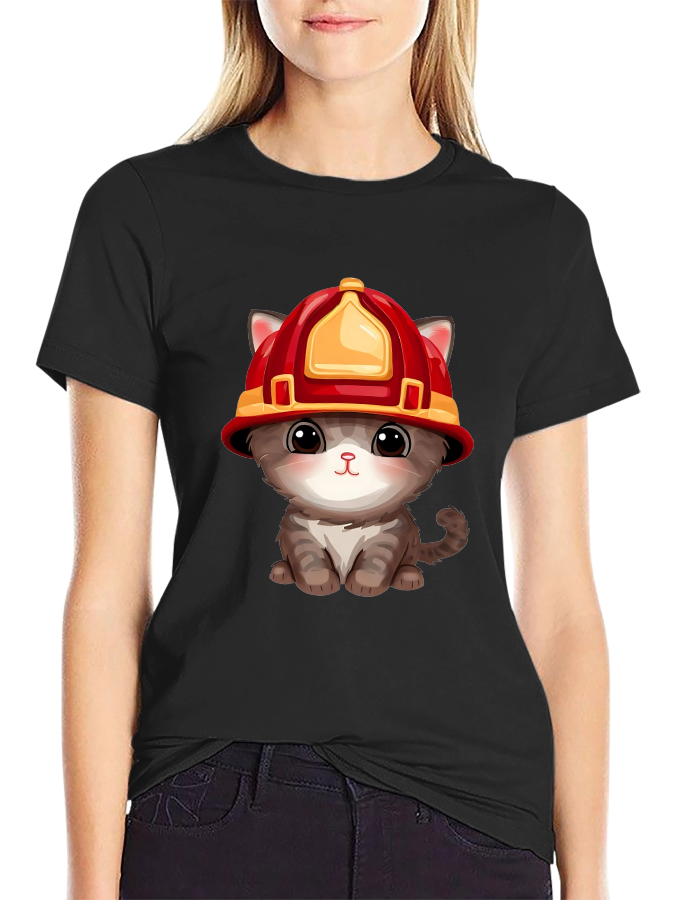 Firefighter Kitten T-Shirt - Cute Rescue Cat Tee