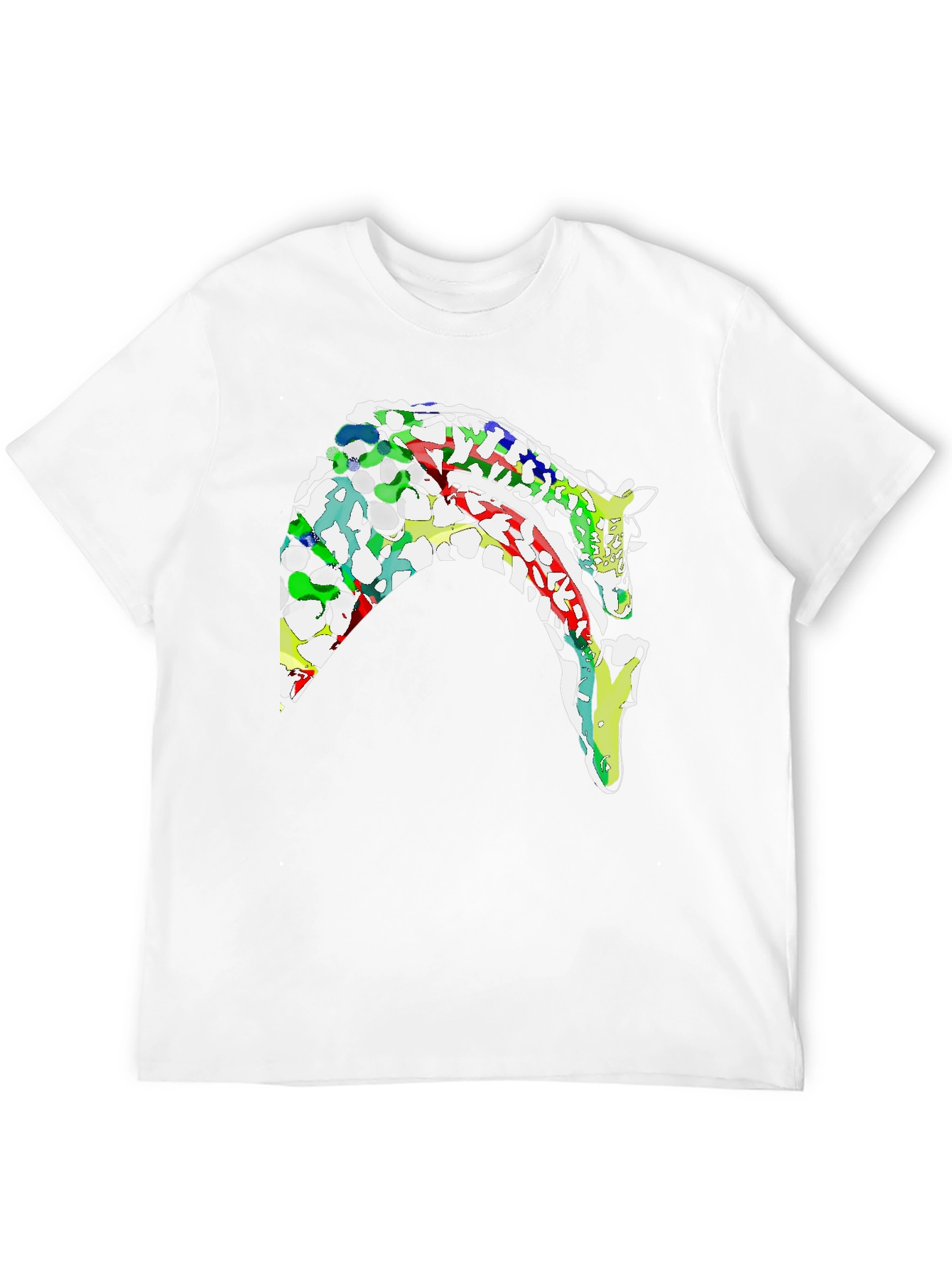 Abstract Giraffe Graphic Black T-Shirt