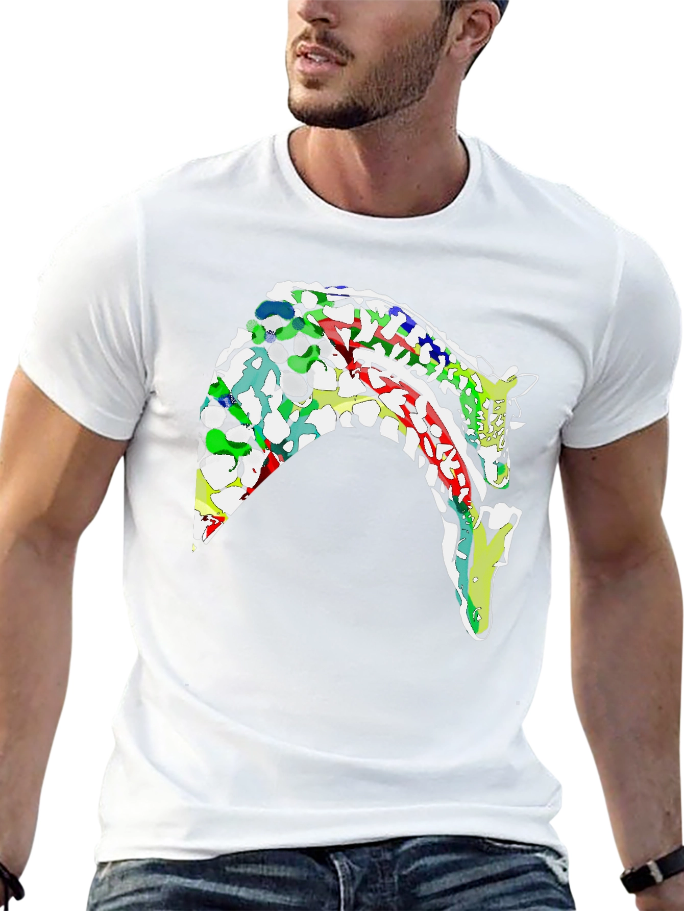 Abstract Giraffe Graphic Black T-Shirt