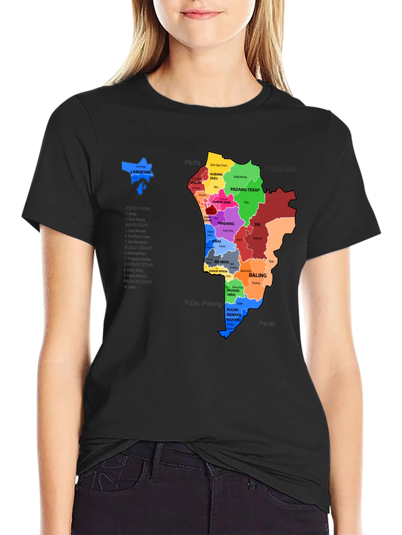 Malaysia Map T-Shirt - Kedah State Districts