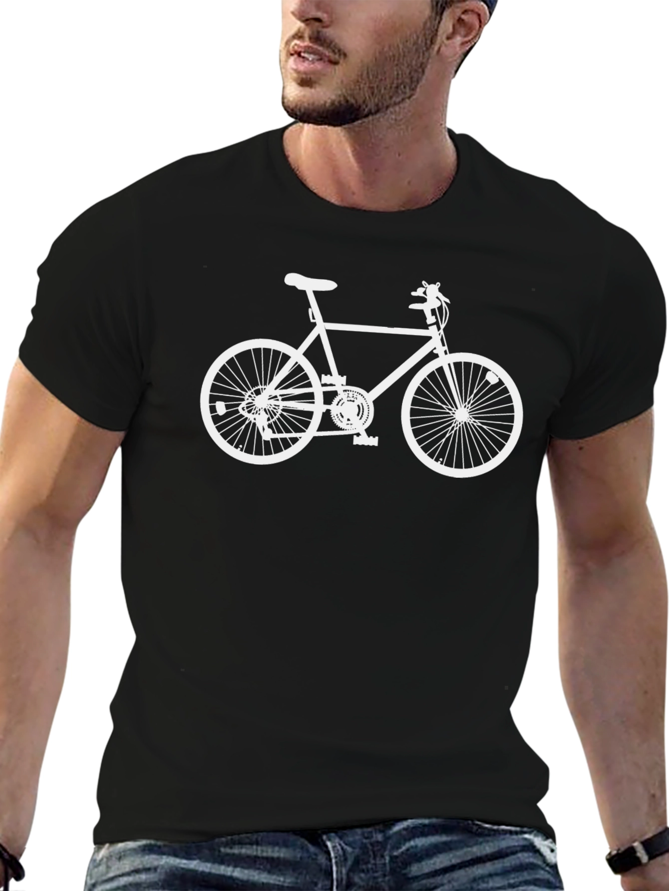 Classic Bike Graphic Tee - Black Cotton Casual T-Shirt