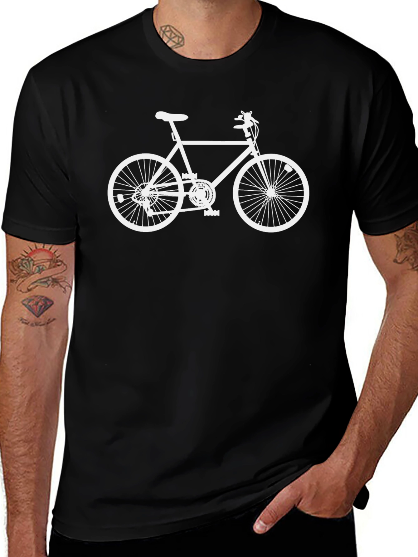 Classic Bike Graphic Tee - Black Cotton Casual T-Shirt