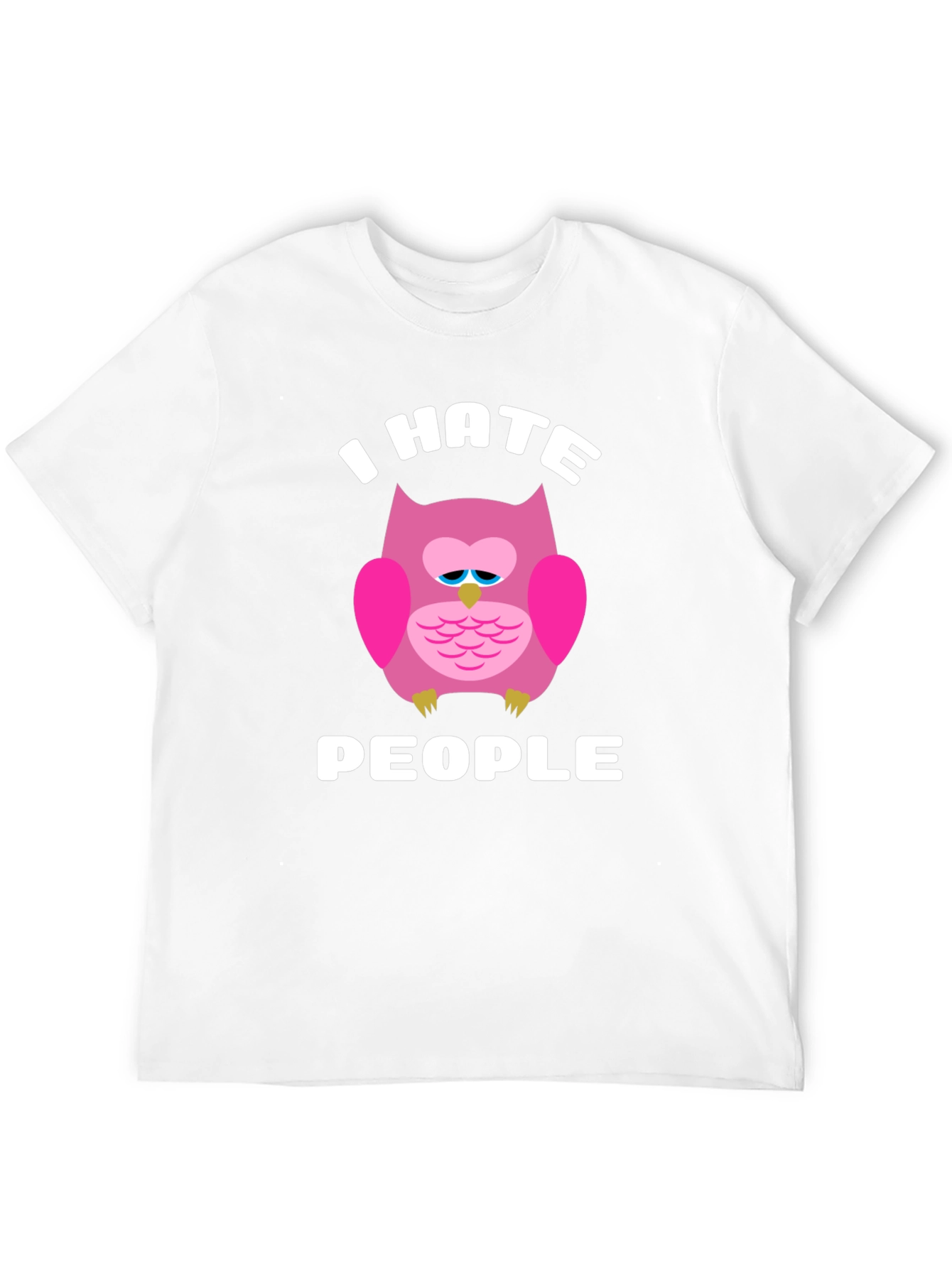 I Hate People Owl Graphic T-Shirt - Black