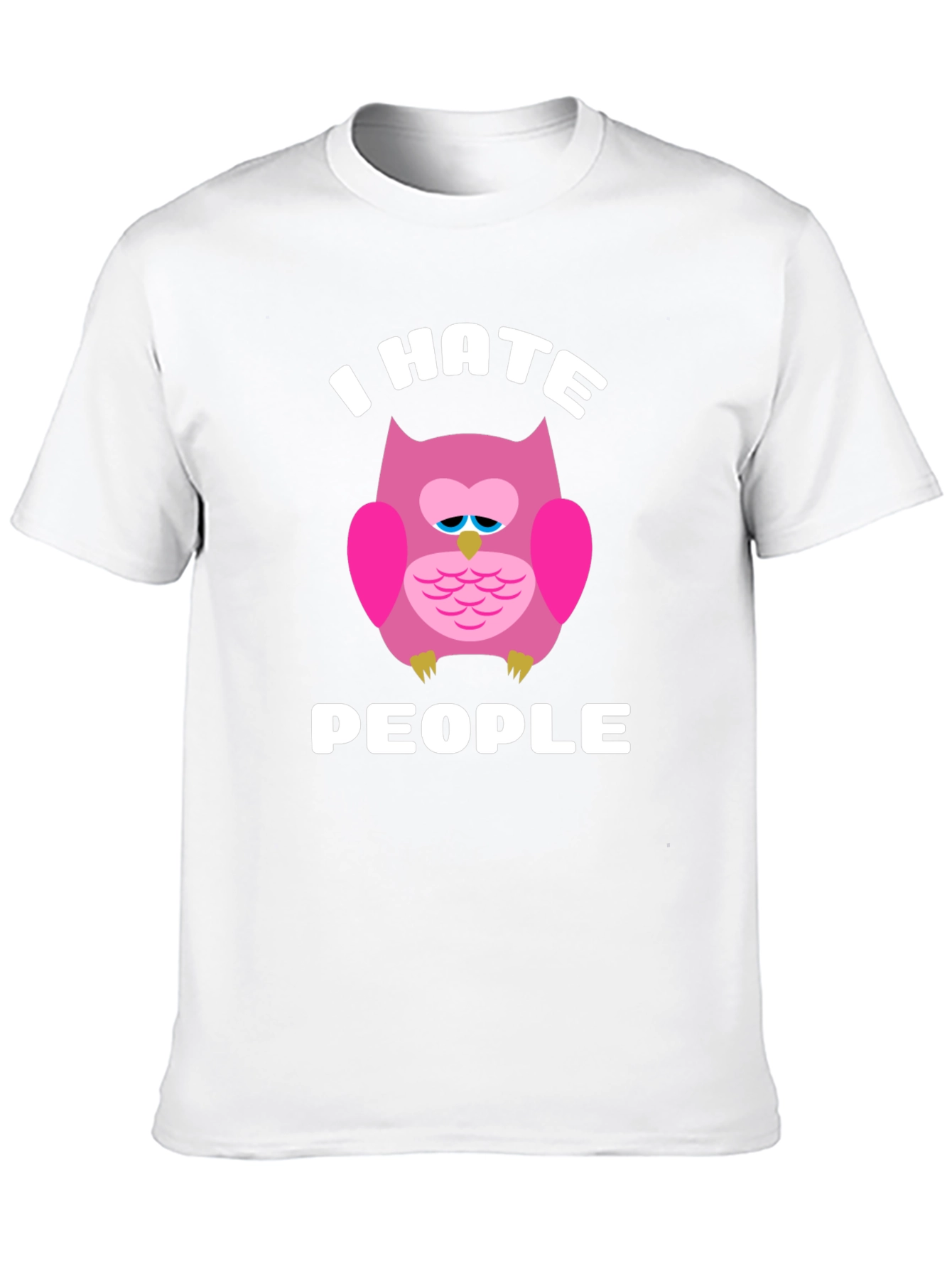I Hate People Owl Graphic T-Shirt - Black