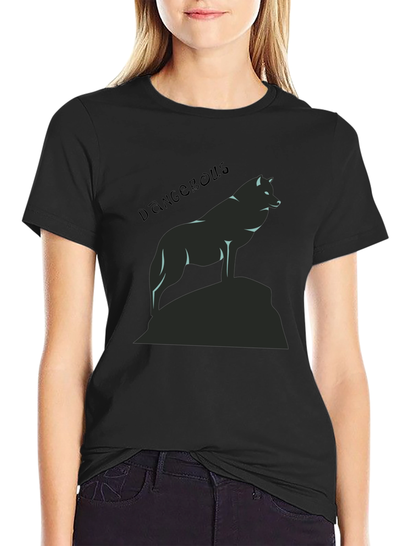 Dangerous Wolf Graphic Black T-Shirt