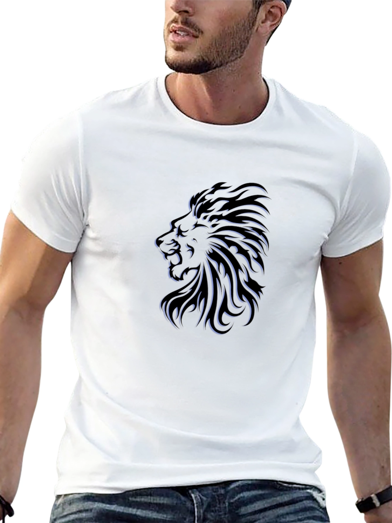 Lion Graphic Black T-Shirt - Stylish & Bold Design