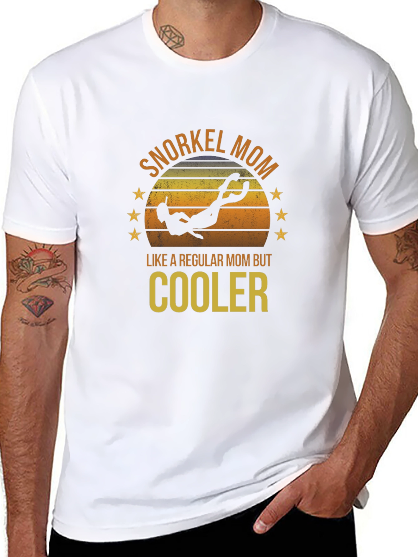 Snorkel Mom Black T-Shirt - Diver Design