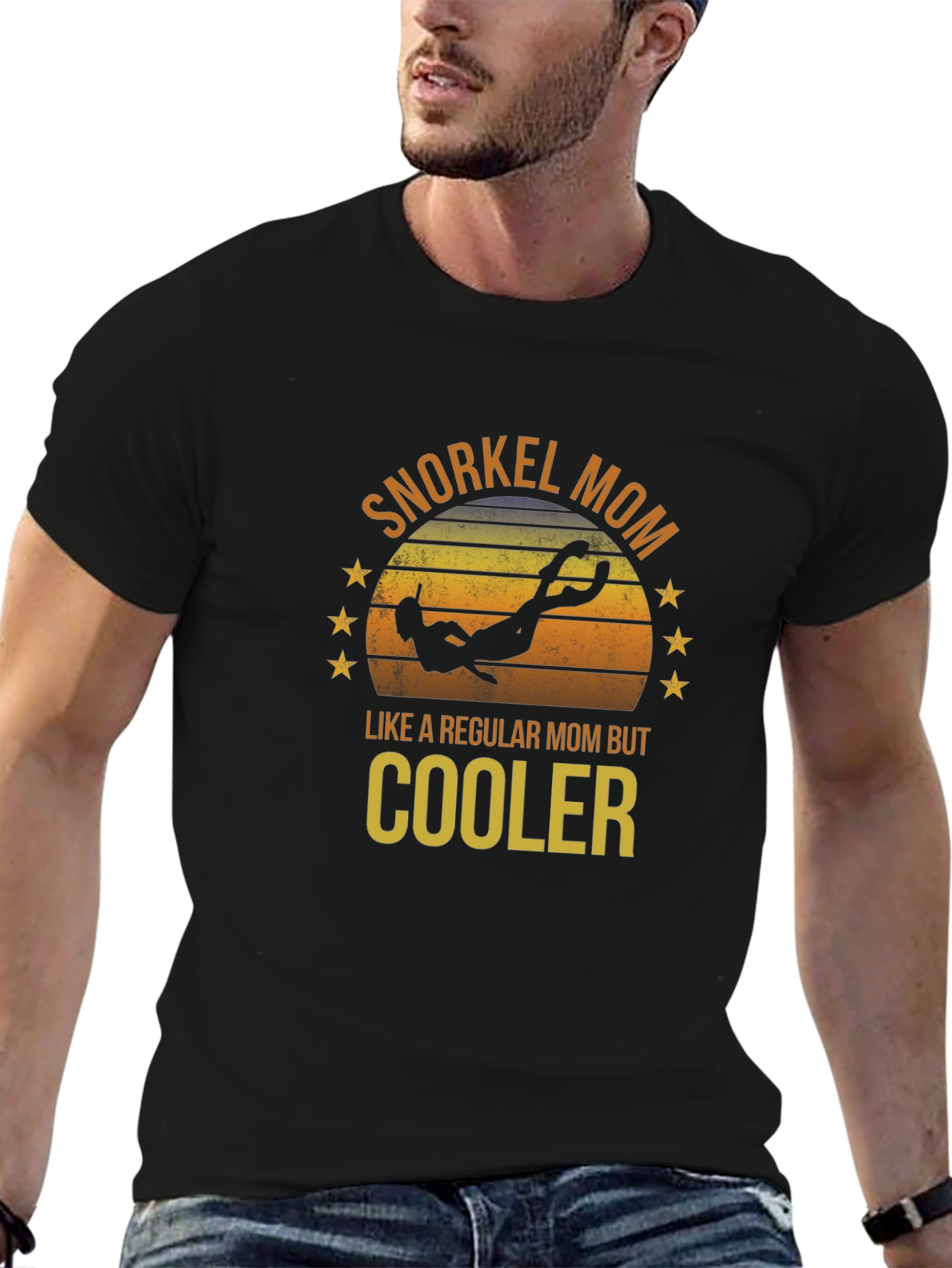 Snorkel Mom Black T-Shirt - Diver Design