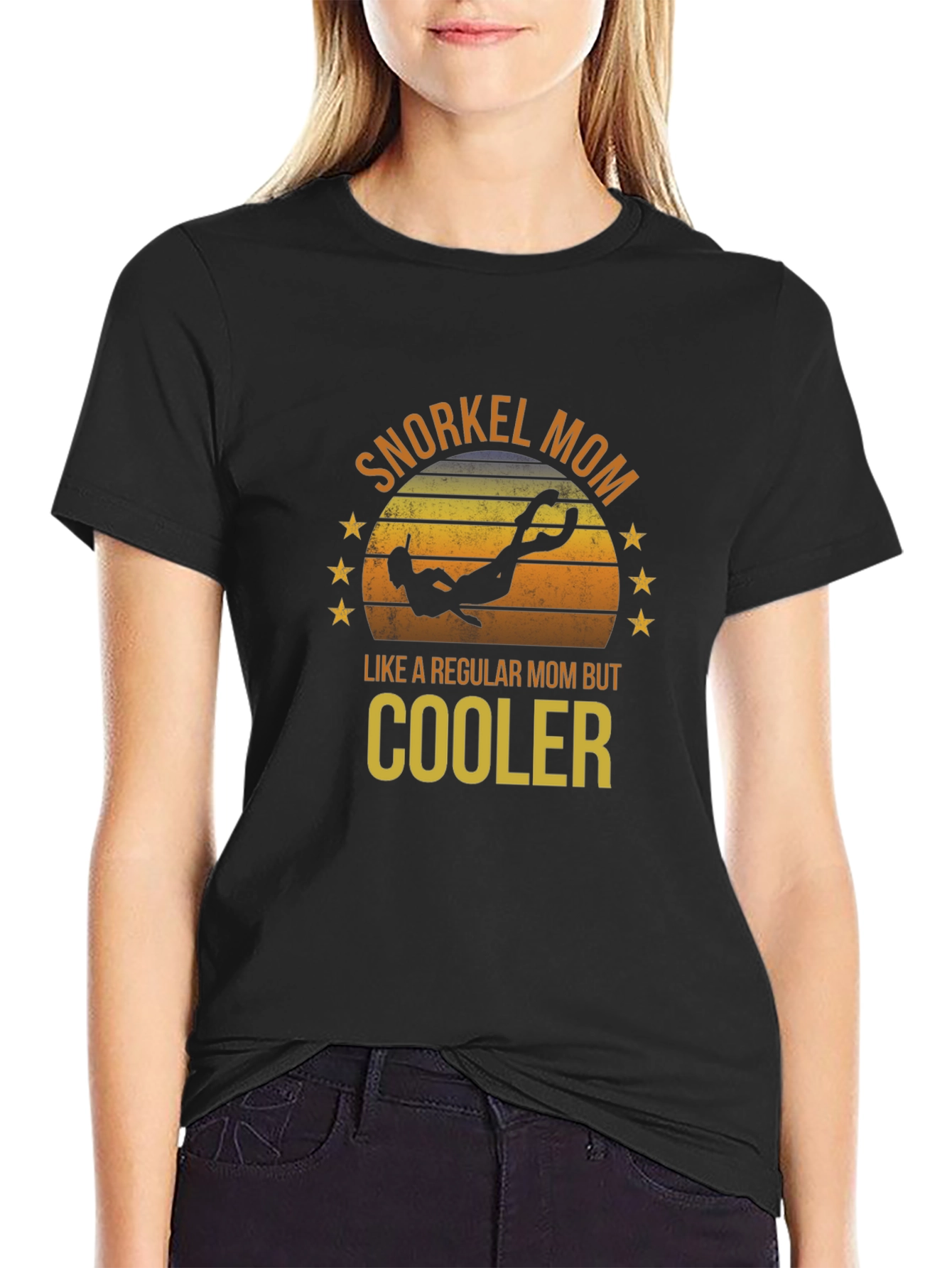 Snorkel Mom Black T-Shirt - Diver Design