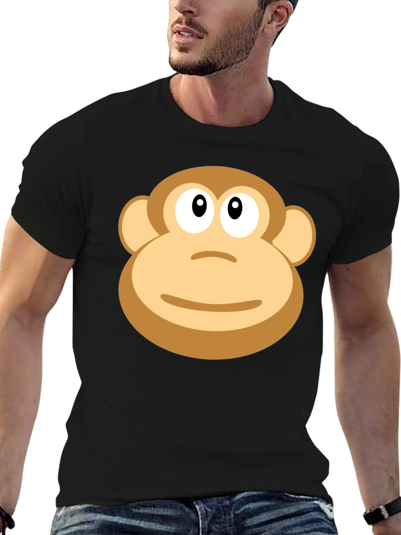Monkey Face Graphic T-Shirt - Casual Black Tee
