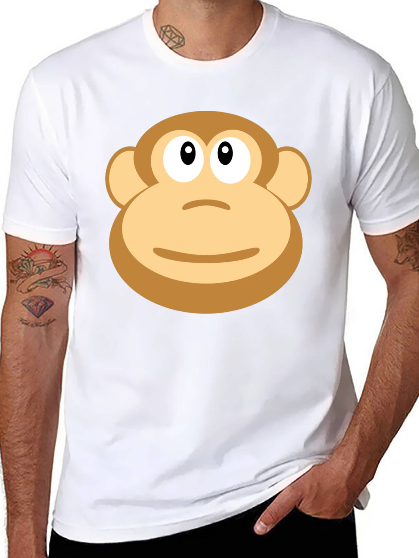 Monkey Face Graphic T-Shirt - Casual Black Tee