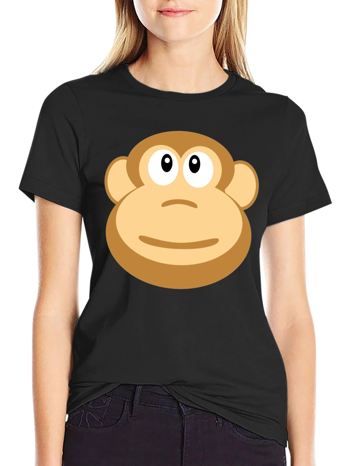 Monkey Face Graphic T-Shirt - Casual Black Tee