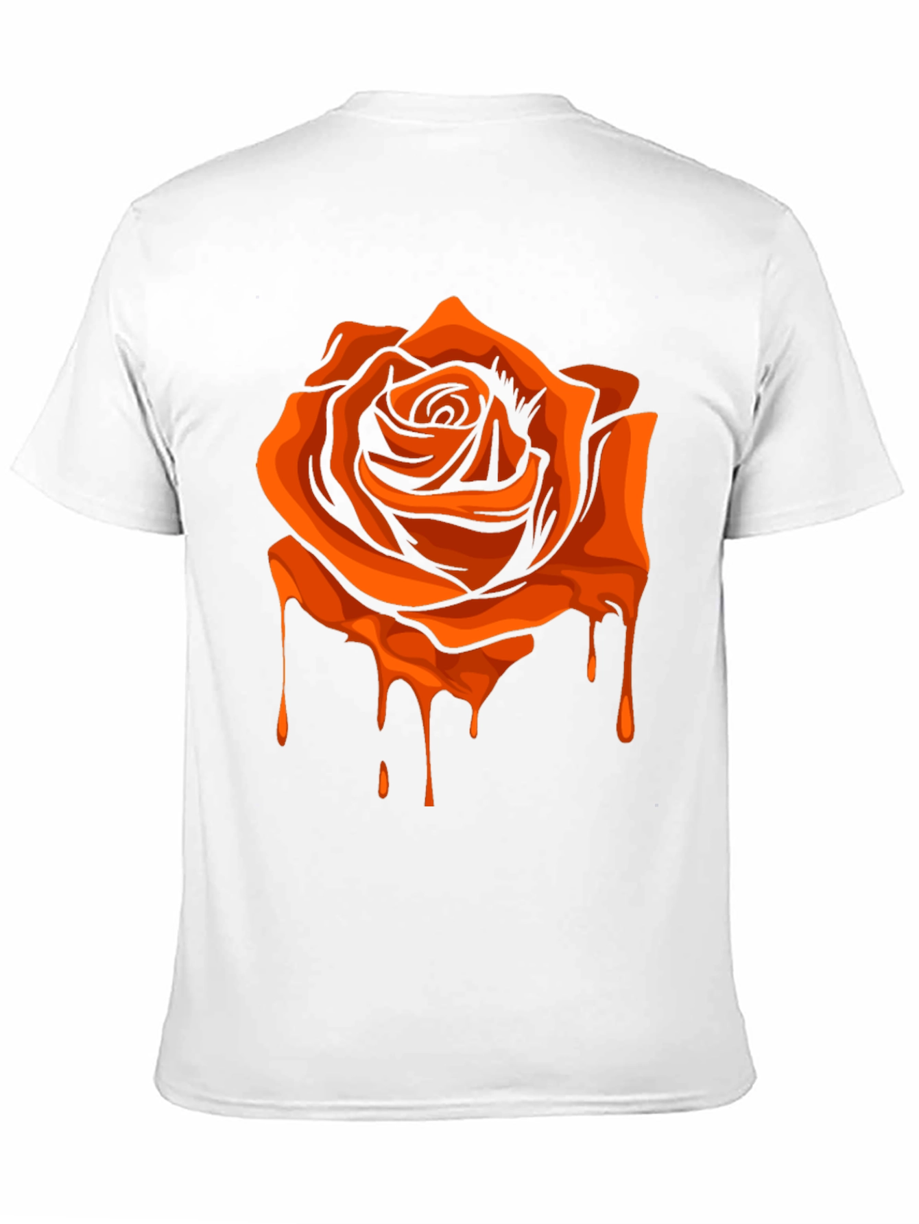 Black T-Shirt with Orange Dripping Rose Graphic