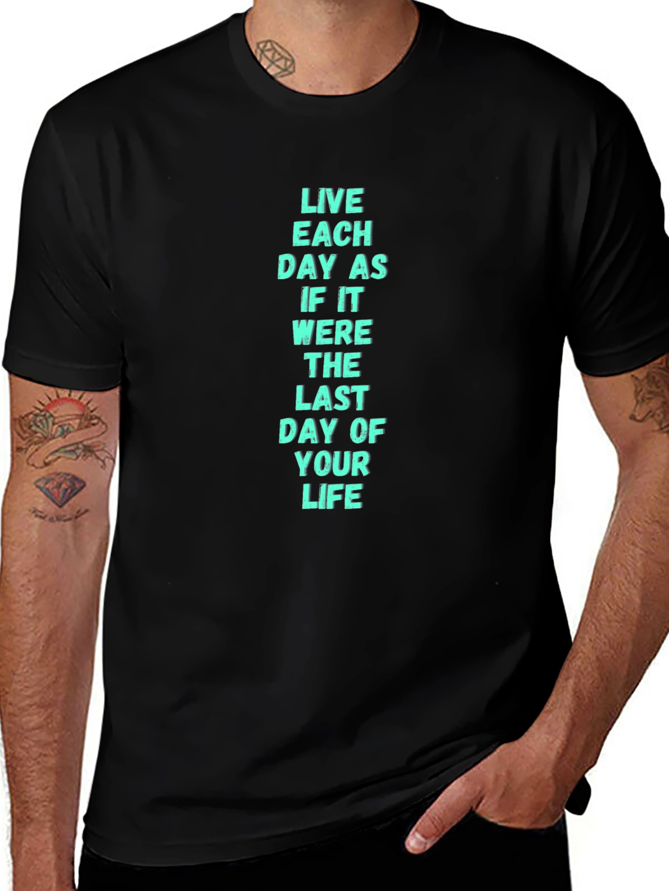 Live Each Day Motivational Black T-Shirt