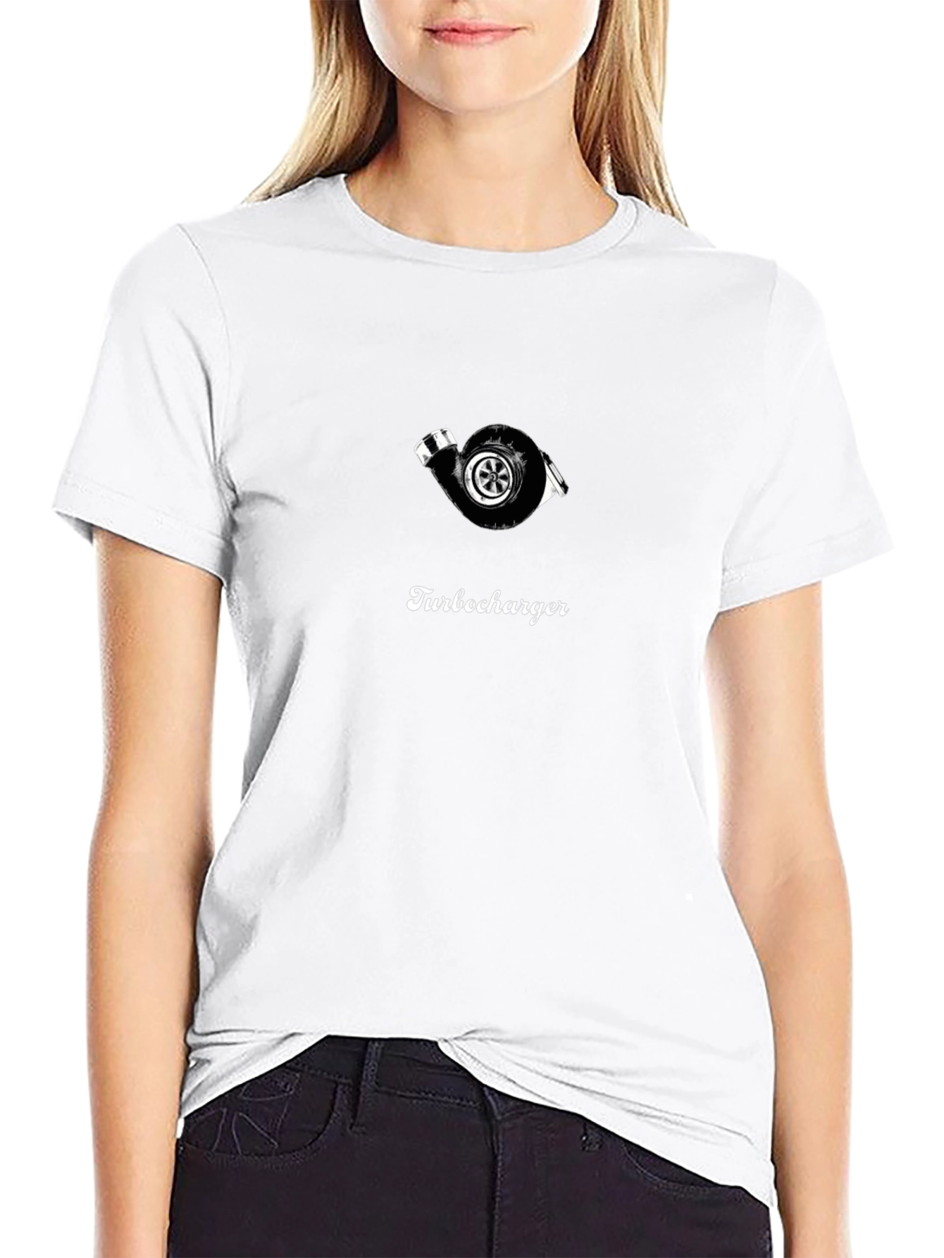 Turbocharger T-Shirt - Black Cotton Graphic Tee
