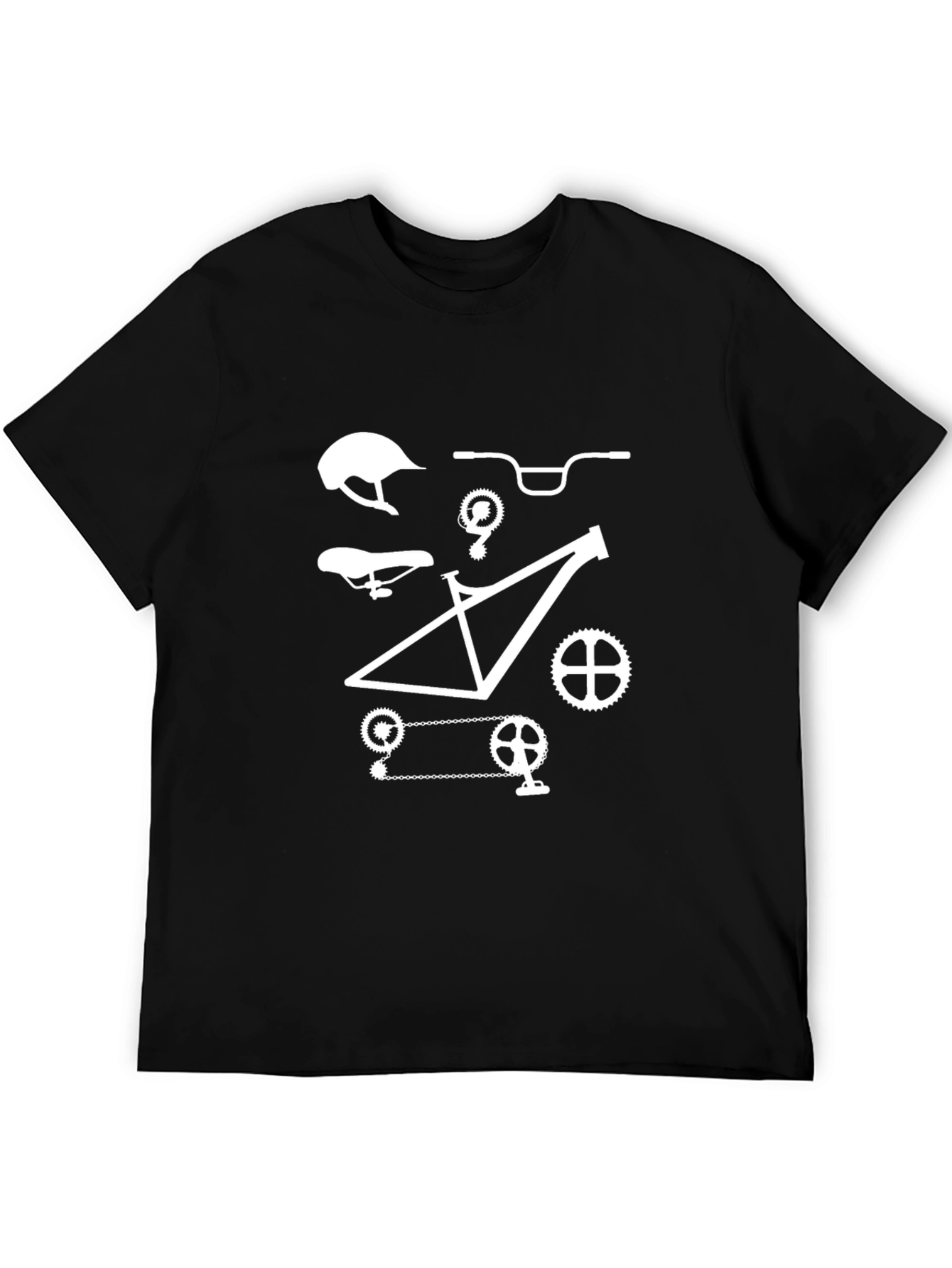 Mountain Bike Parts Graphic Tee - Black Cotton
