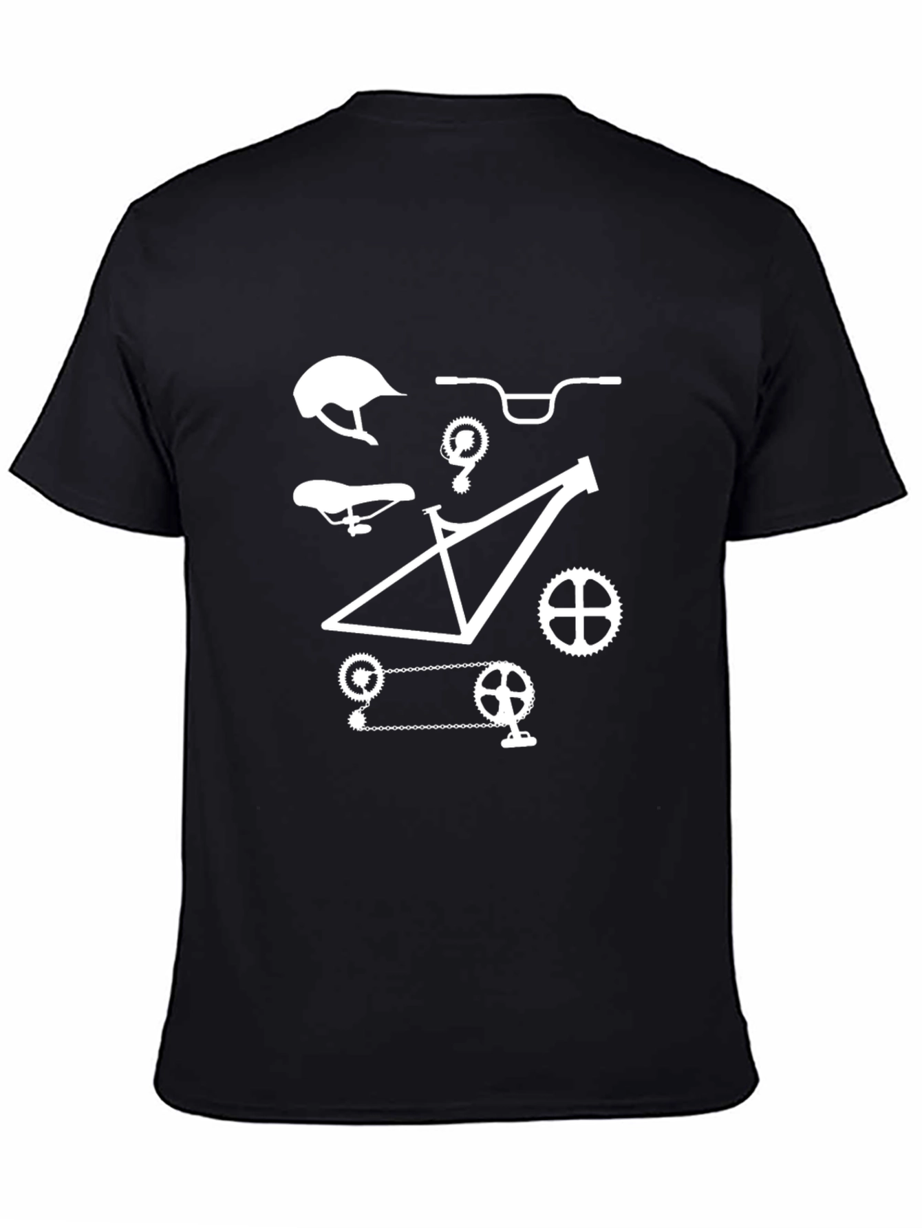 Mountain Bike Parts Graphic Tee - Black Cotton