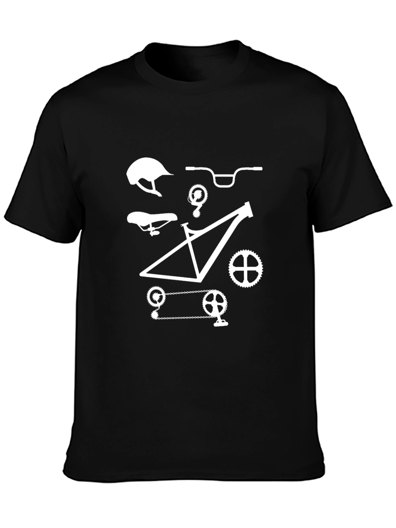 Mountain Bike Parts Graphic Tee - Black Cotton