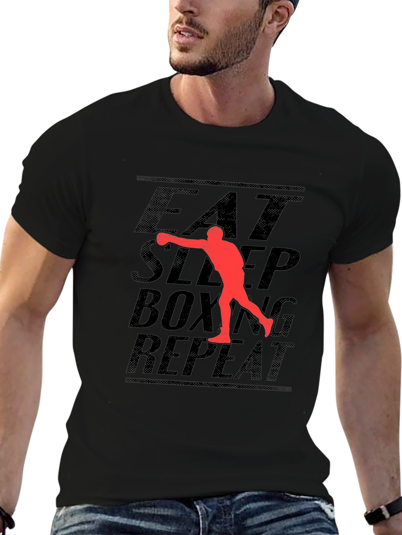 Eat Sleep Boxing Repeat Black T-Shirt