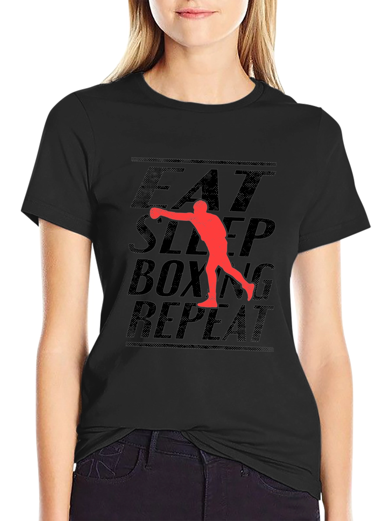 Eat Sleep Boxing Repeat Black T-Shirt