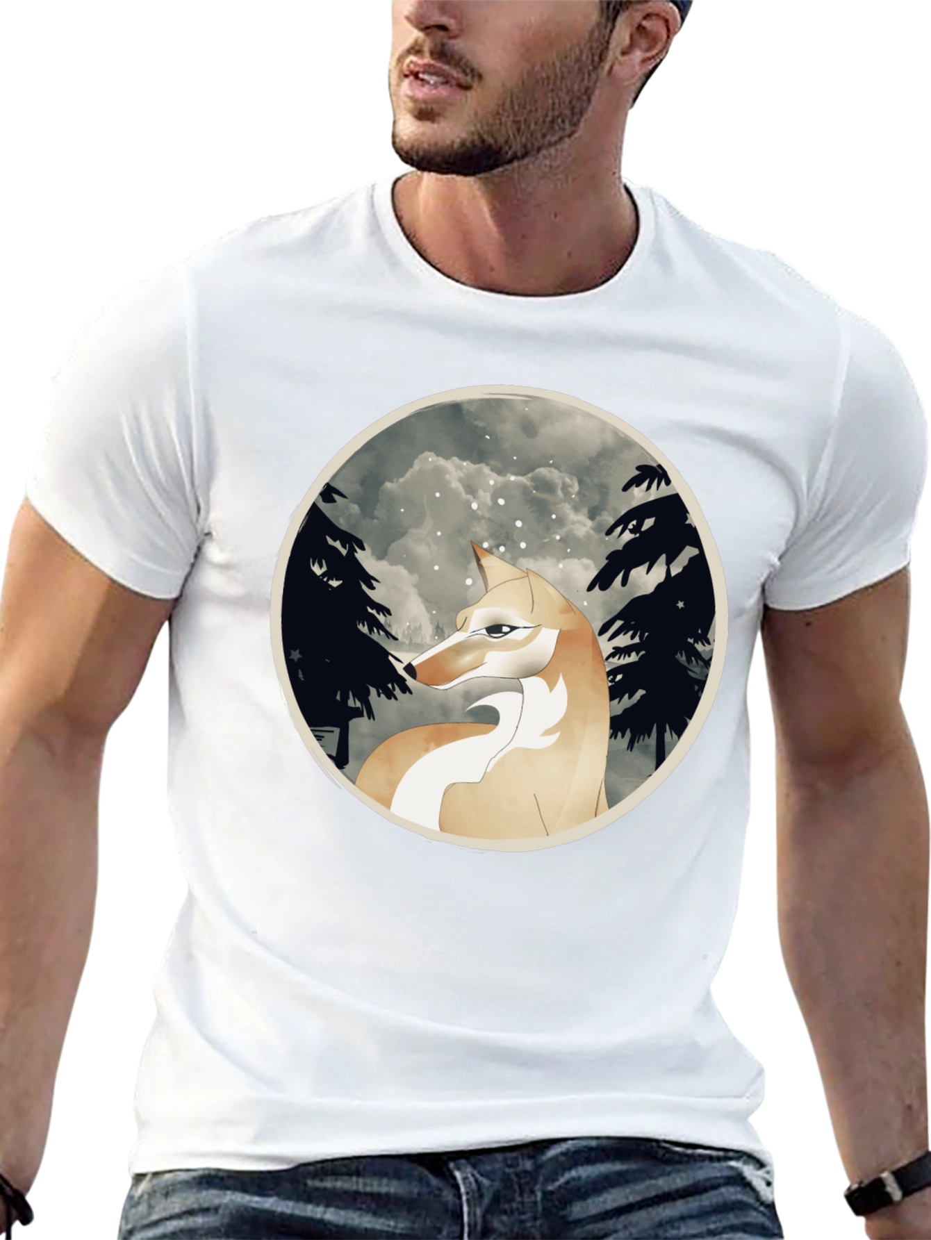 Wolf Forest Graphic T-Shirt - Black