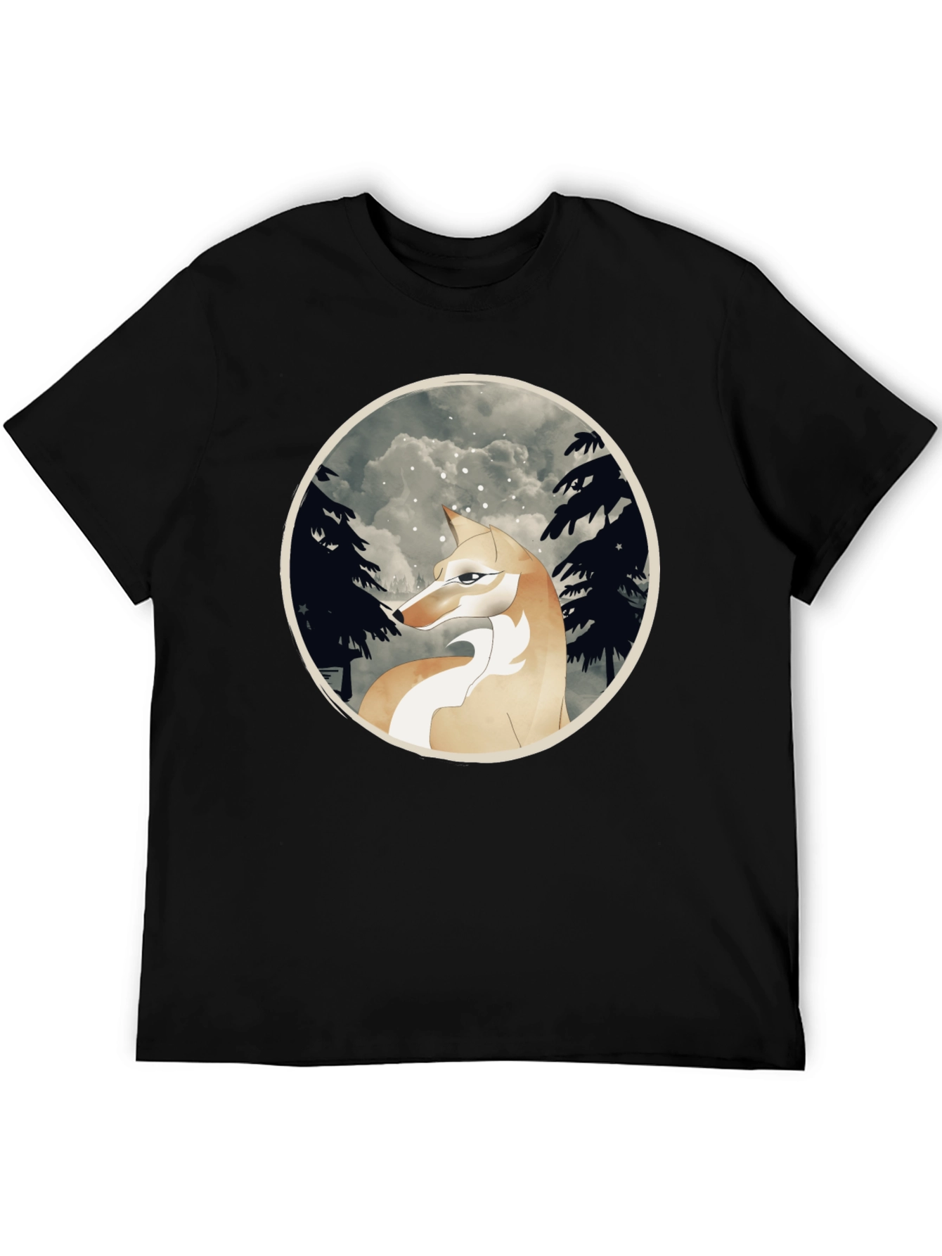 Wolf Forest Graphic T-Shirt - Black
