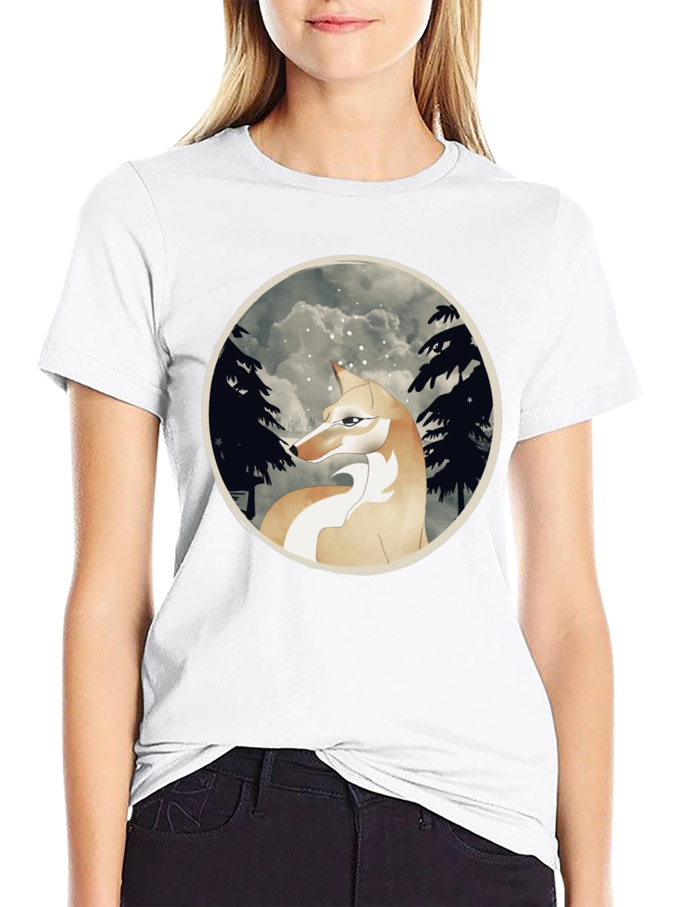 Wolf Forest Graphic T-Shirt - Black