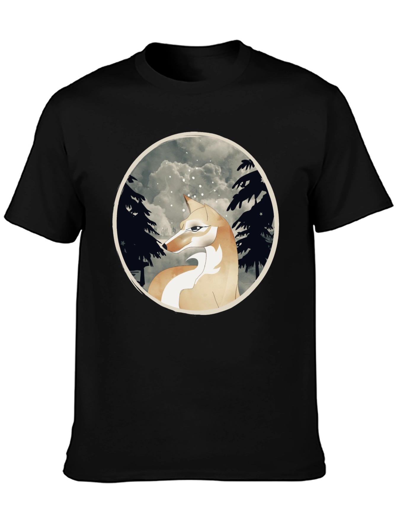 Wolf Forest Graphic T-Shirt - Black