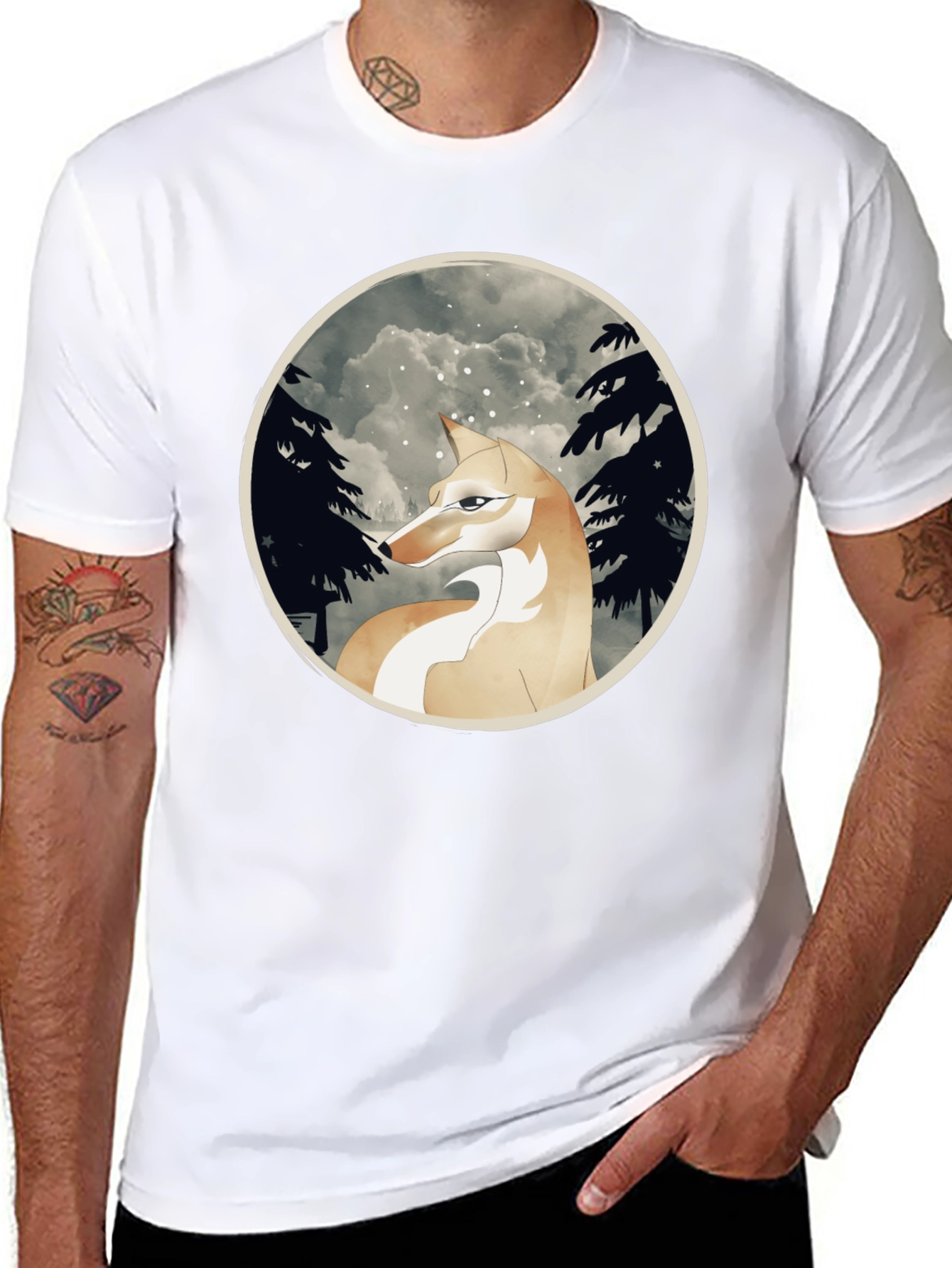 Wolf Forest Graphic T-Shirt - Black