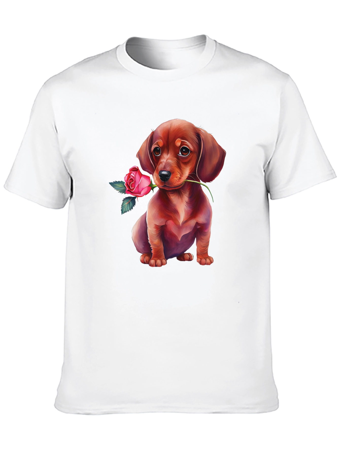 Dachshund Rose T-Shirt Cute Puppy Tee