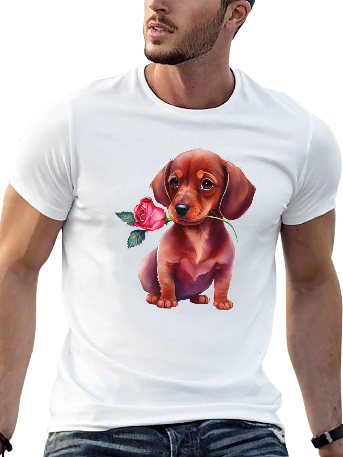Dachshund Rose T-Shirt Cute Puppy Tee