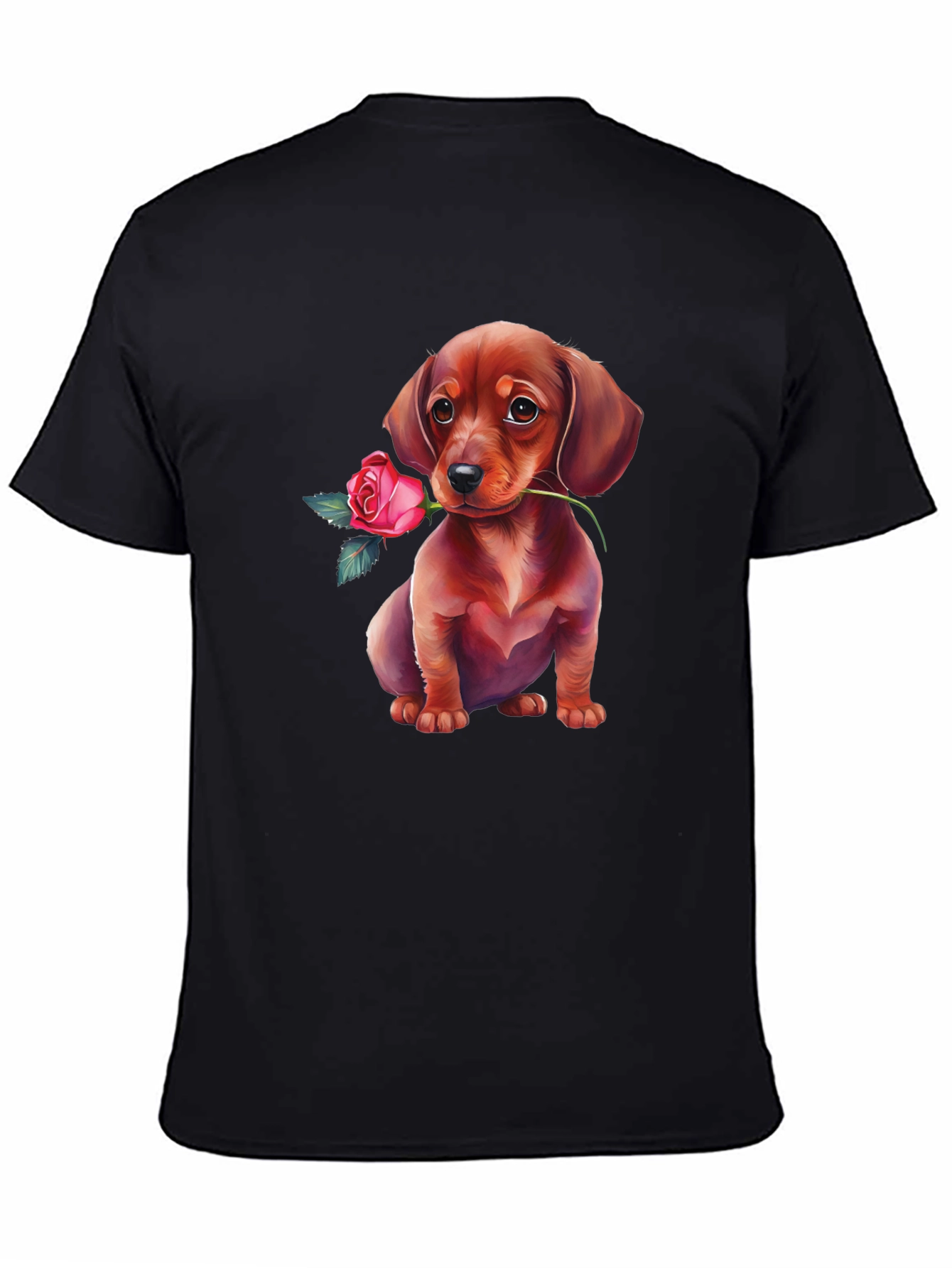 Dachshund Rose T-Shirt Cute Puppy Tee