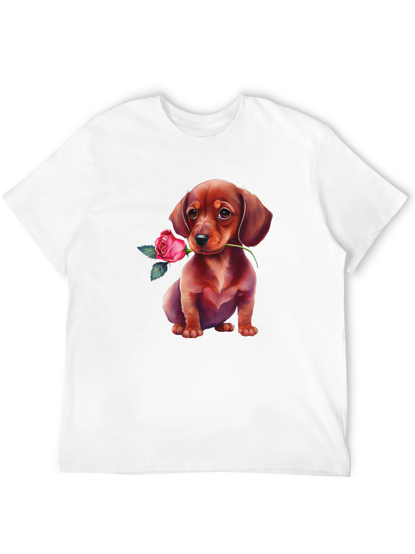 Dachshund Rose T-Shirt Cute Puppy Tee