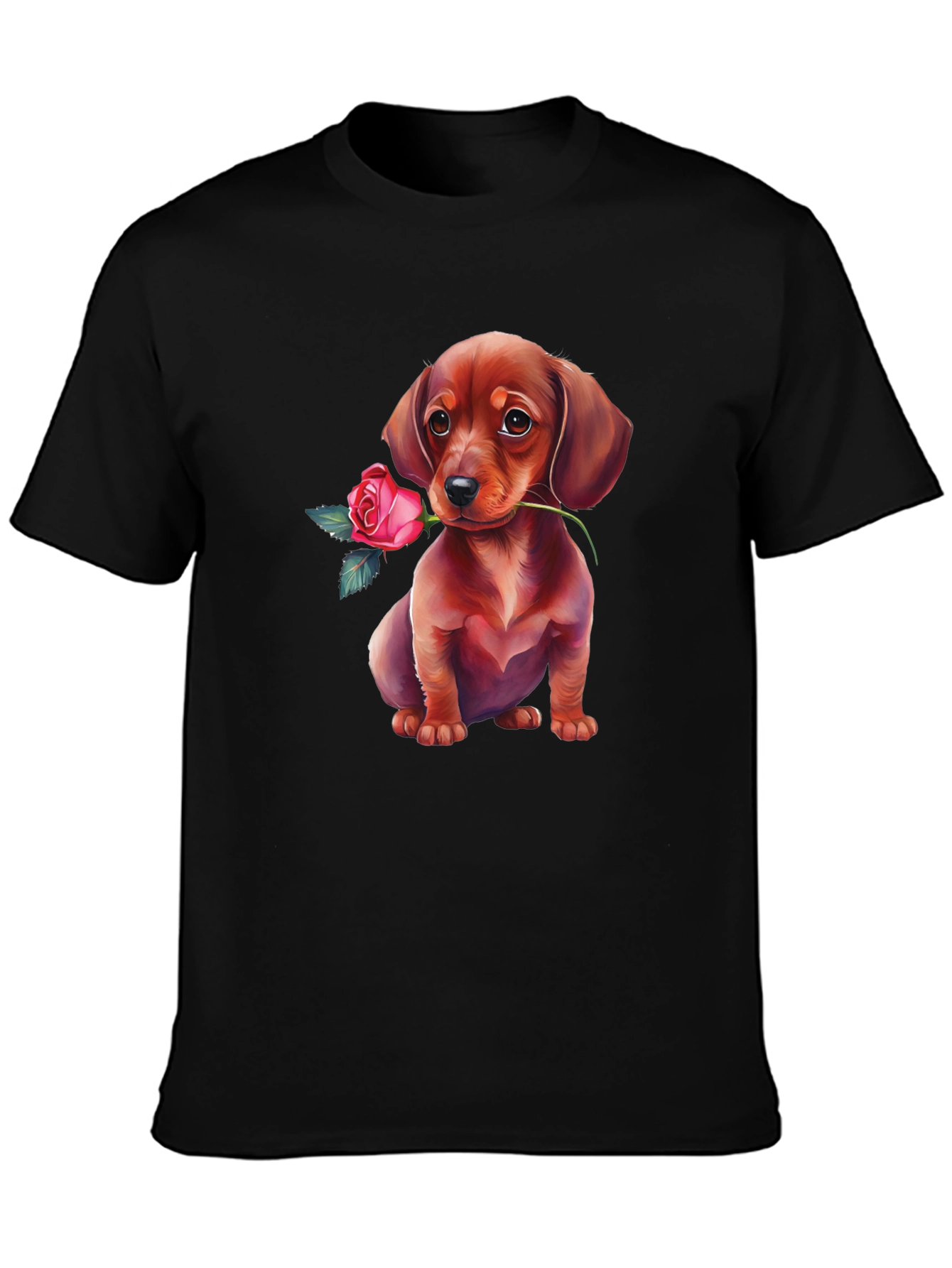 Dachshund Rose T-Shirt Cute Puppy Tee