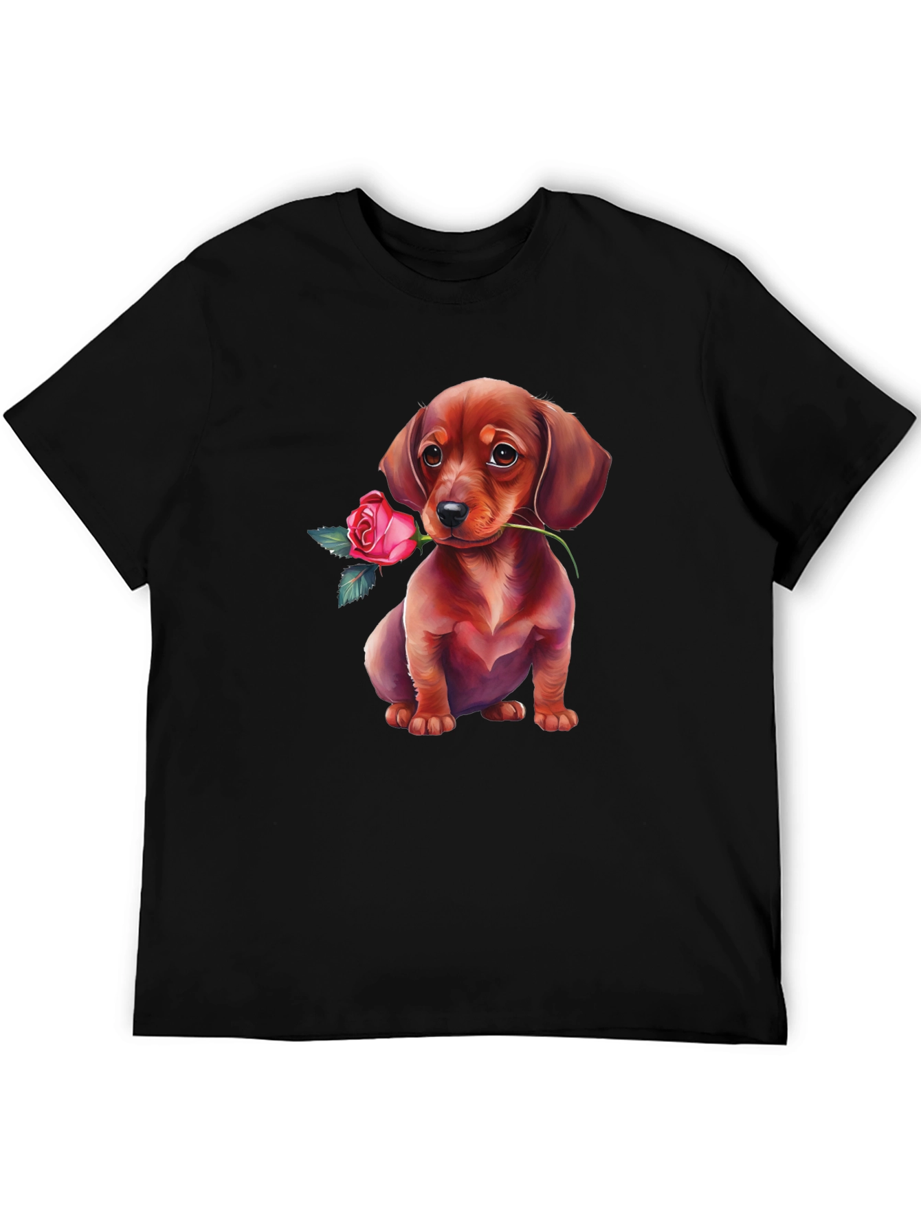 Dachshund Rose T-Shirt Cute Puppy Tee