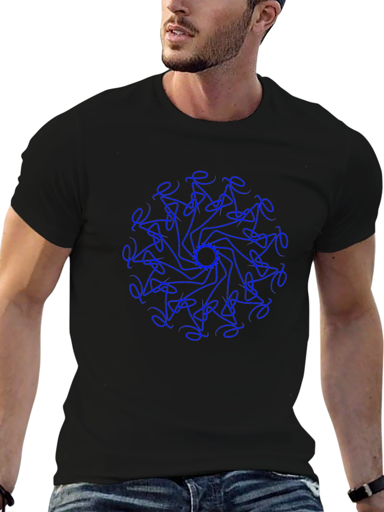 Abstract Mandala Graphic Black T-Shirt