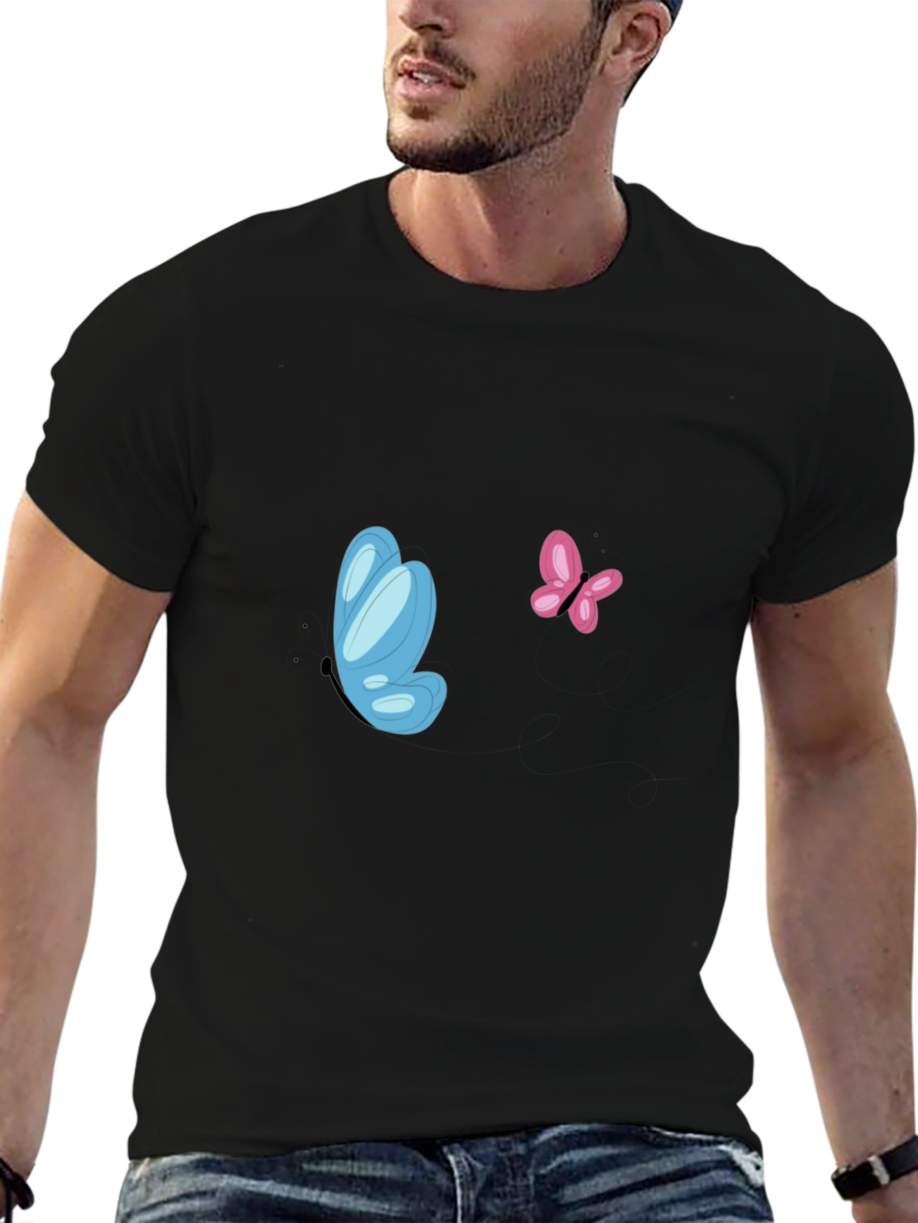 Butterfly Graphic Tee - Black Casual Shirt