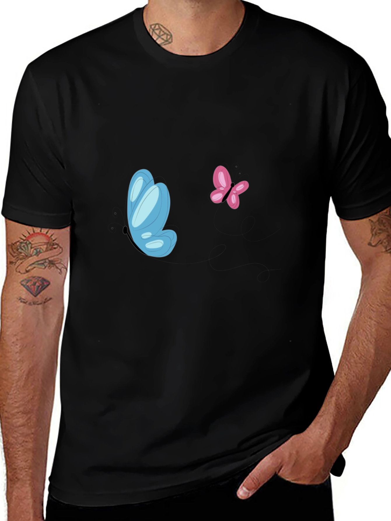 Butterfly Graphic Tee - Black Casual Shirt