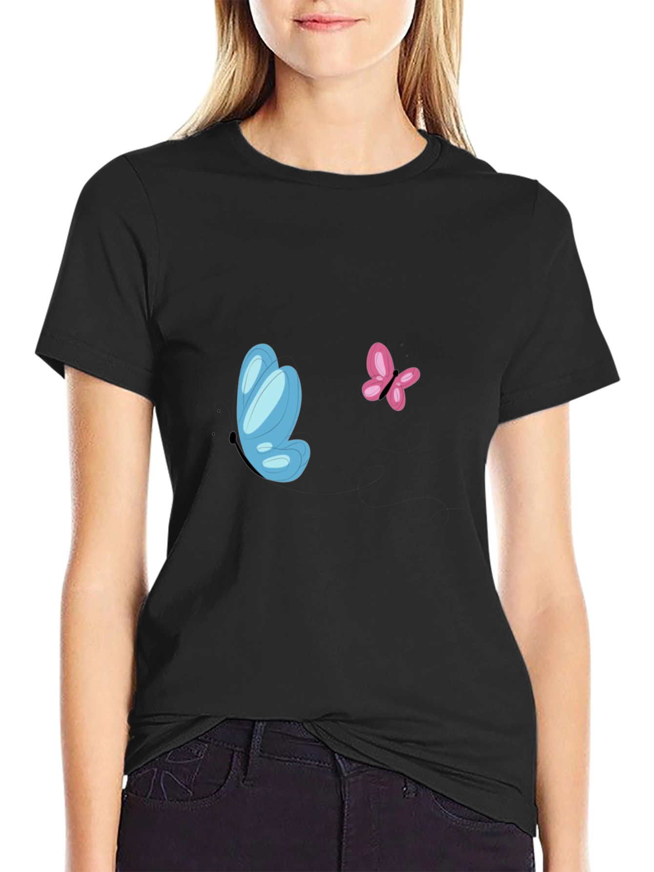 Butterfly Graphic Tee - Black Casual Shirt