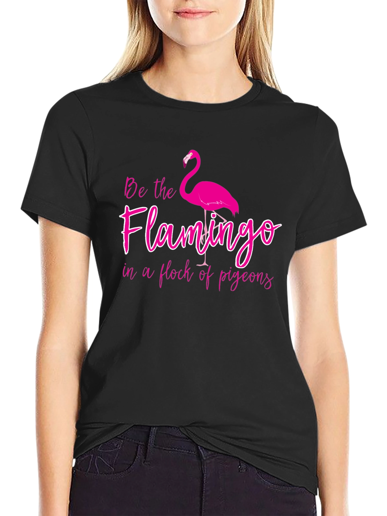 Be the Flamingo Black Graphic Tee