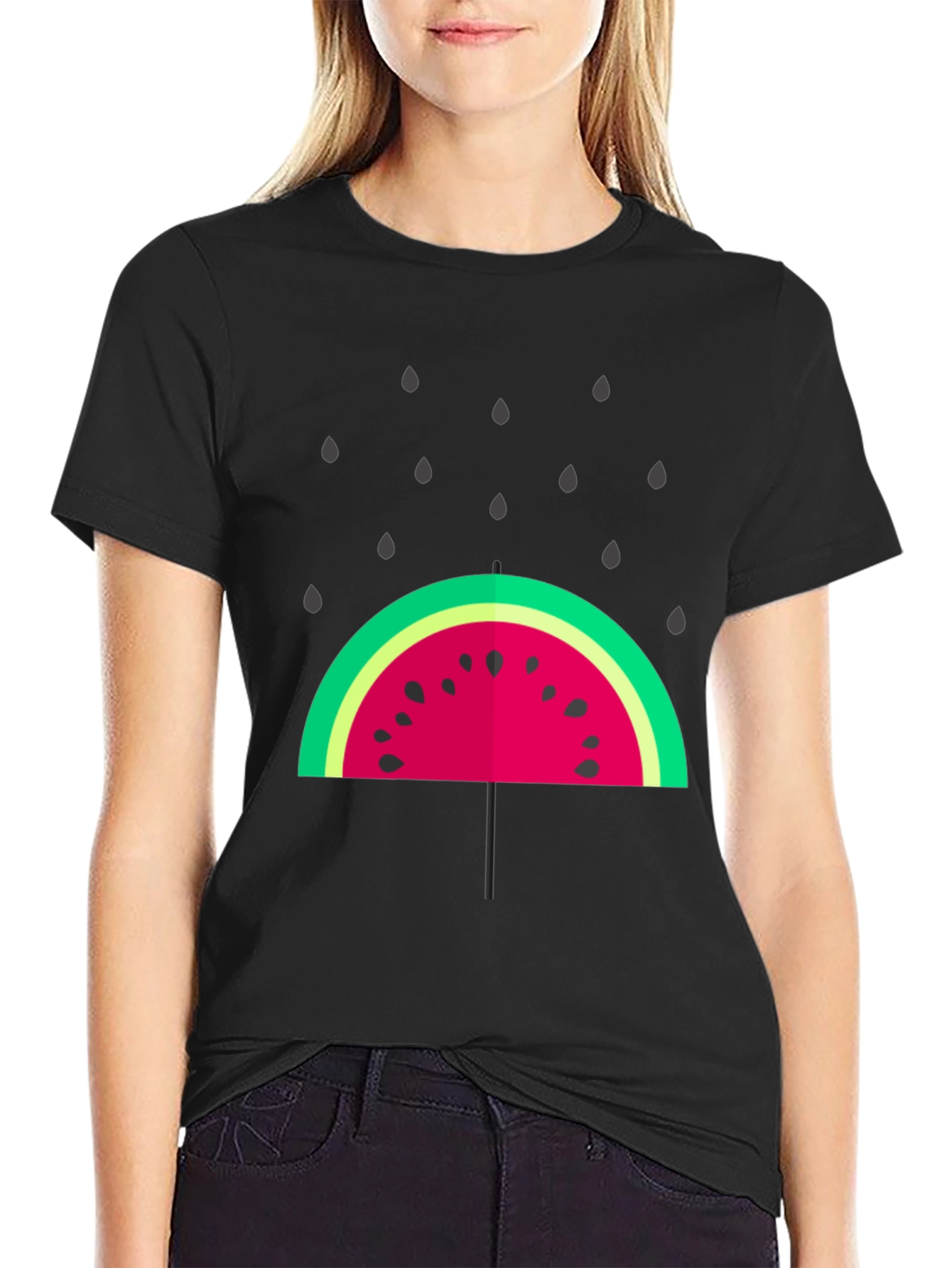 Watermelon Umbrella Graphic Tee - Stylish Summer Shirt
