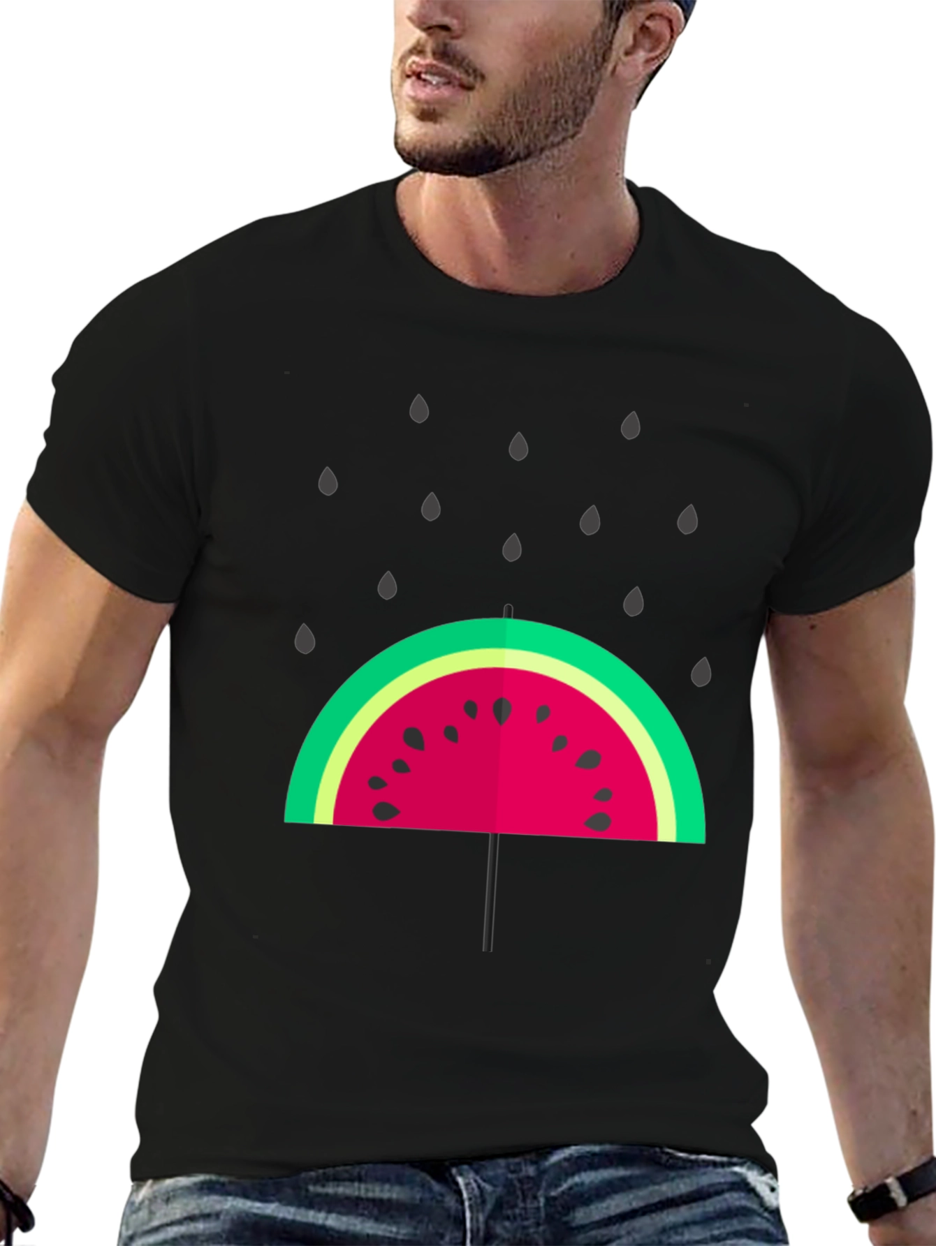 Watermelon Umbrella Graphic Tee - Stylish Summer Shirt
