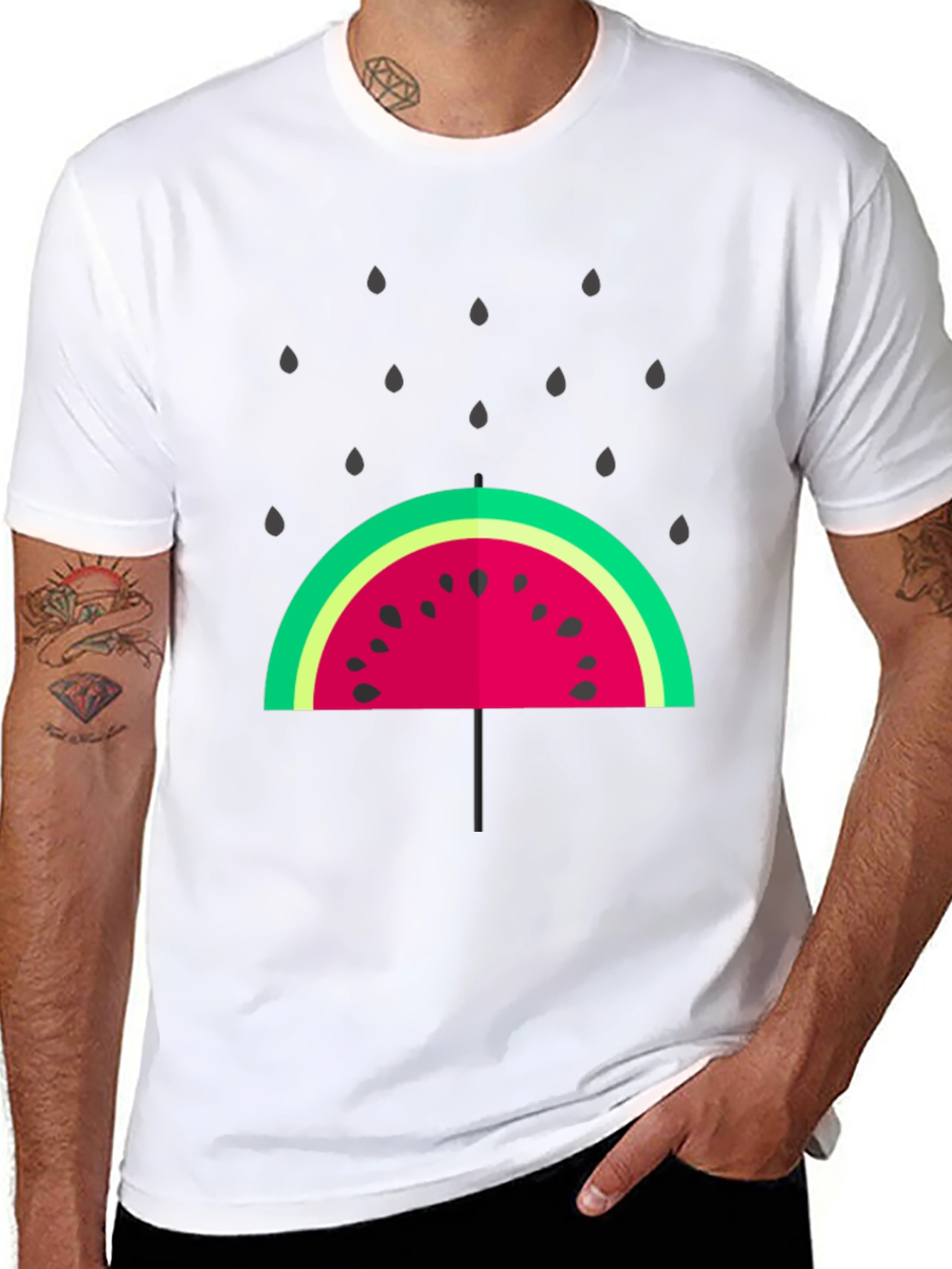 Watermelon Umbrella Graphic Tee - Stylish Summer Shirt