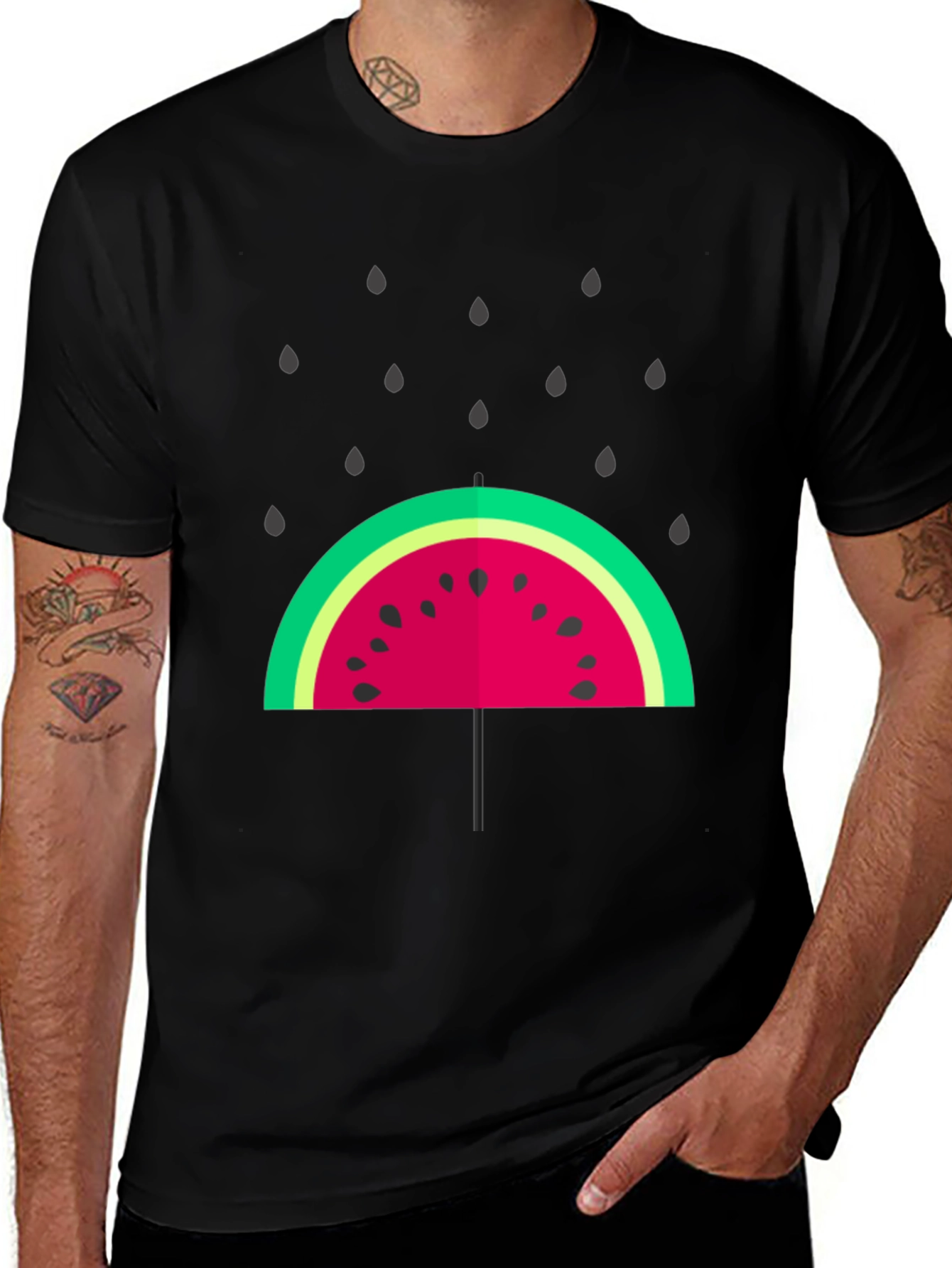Watermelon Umbrella Graphic Tee - Stylish Summer Shirt