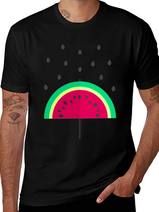 Watermelon Umbrella Graphic Tee - Stylish Summer Shirt