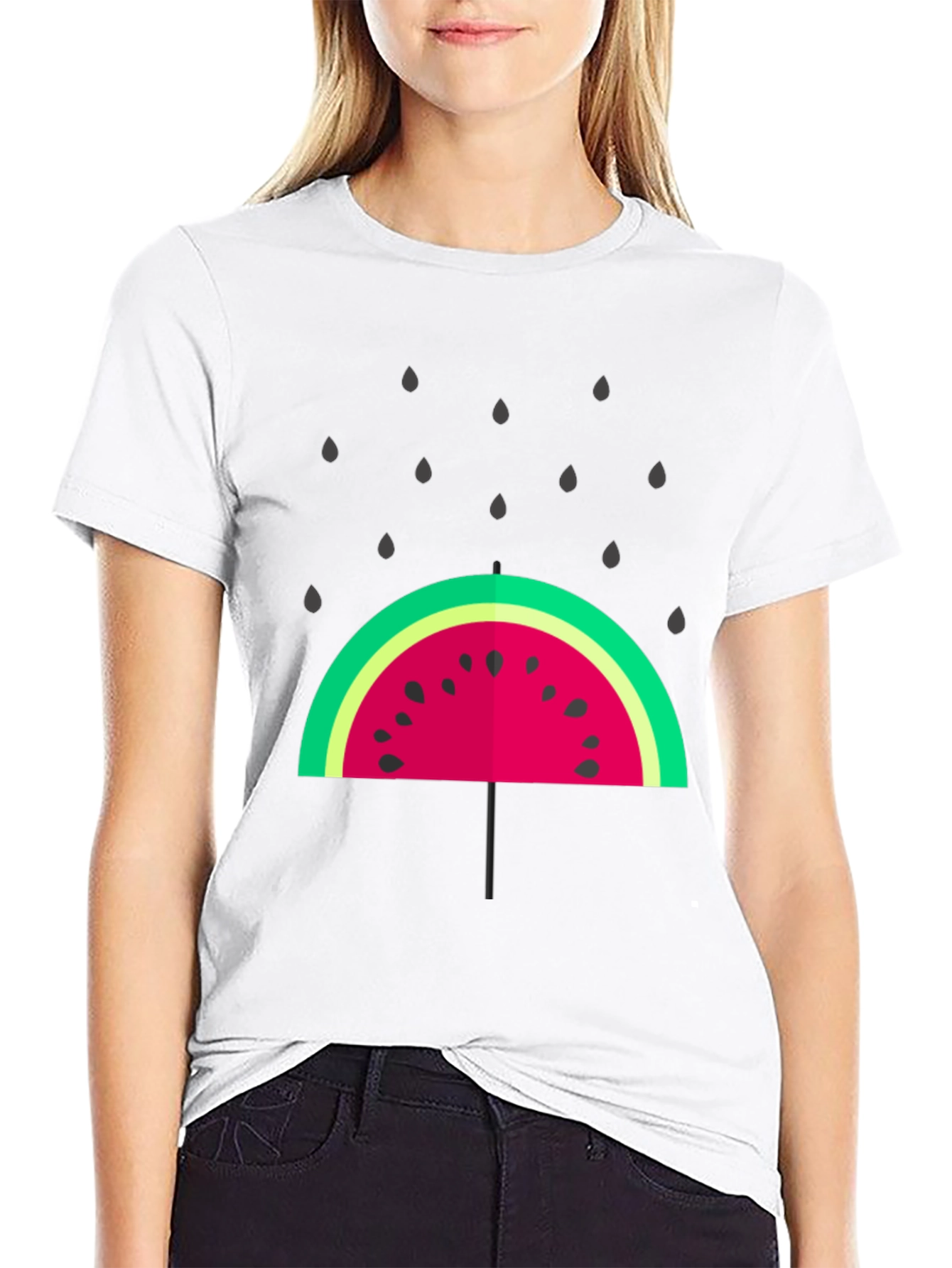 Watermelon Umbrella Graphic Tee - Stylish Summer Shirt