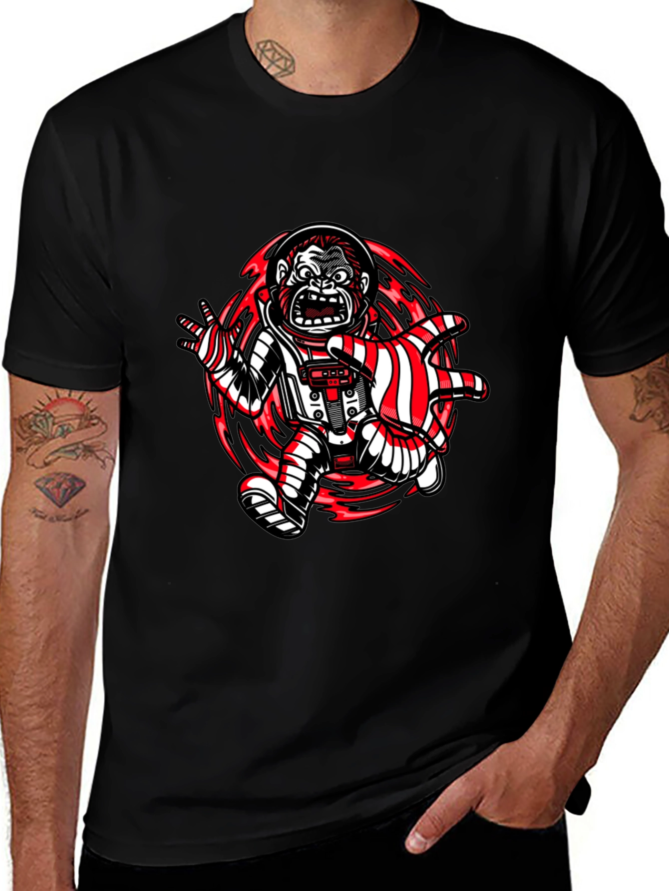Gorilla Astronaut Graphic Print T-Shirt