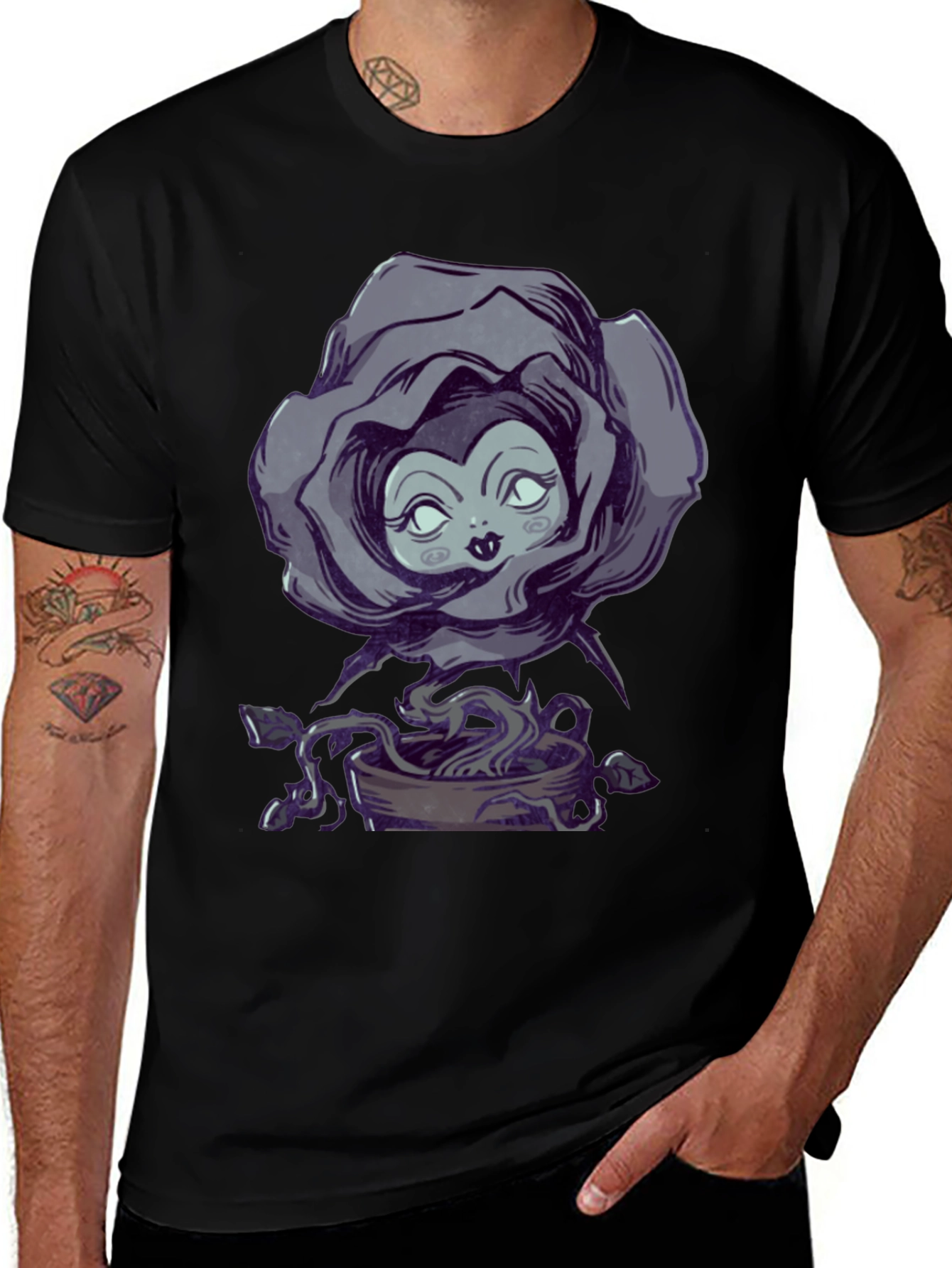 Whimsical Rose Witch Graphic Tee
