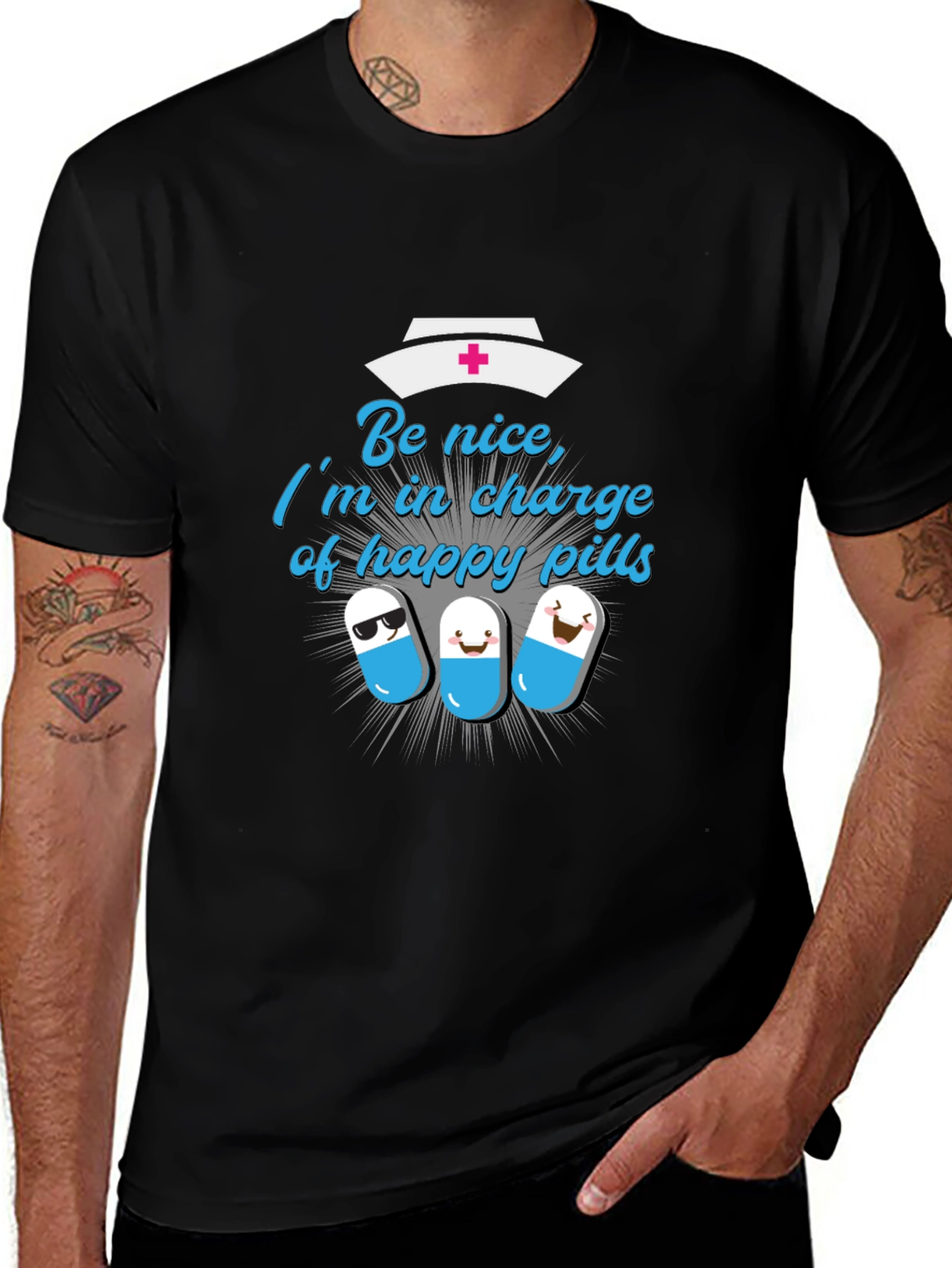 Be Nice Happy Pills Graphic T-Shirt