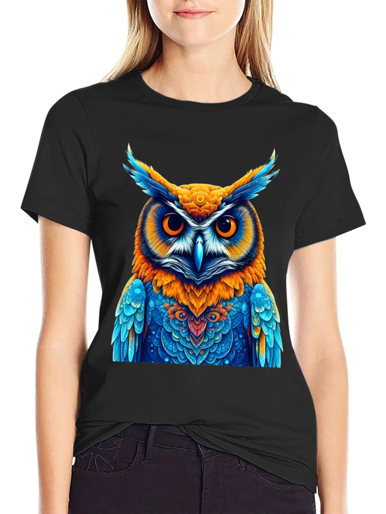 Vibrant Owl Graphic Tee - Unique Artistic Design